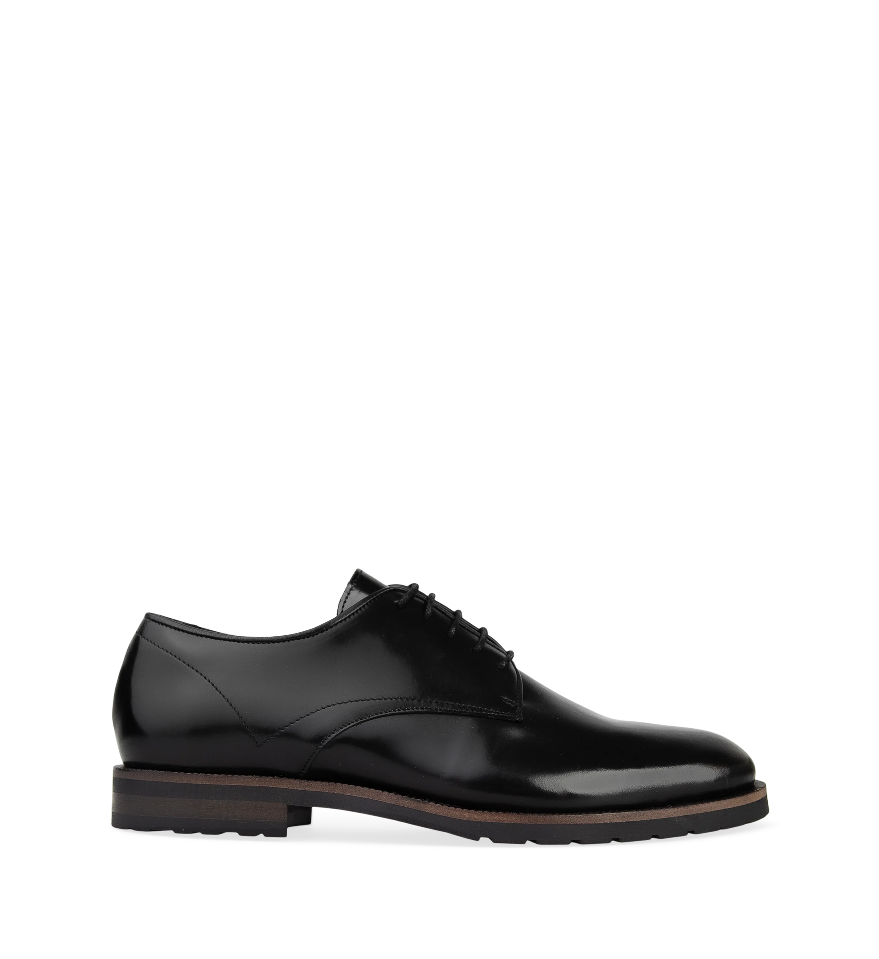 Lutetium Black Polished Leather Lace Up Dress Shoes