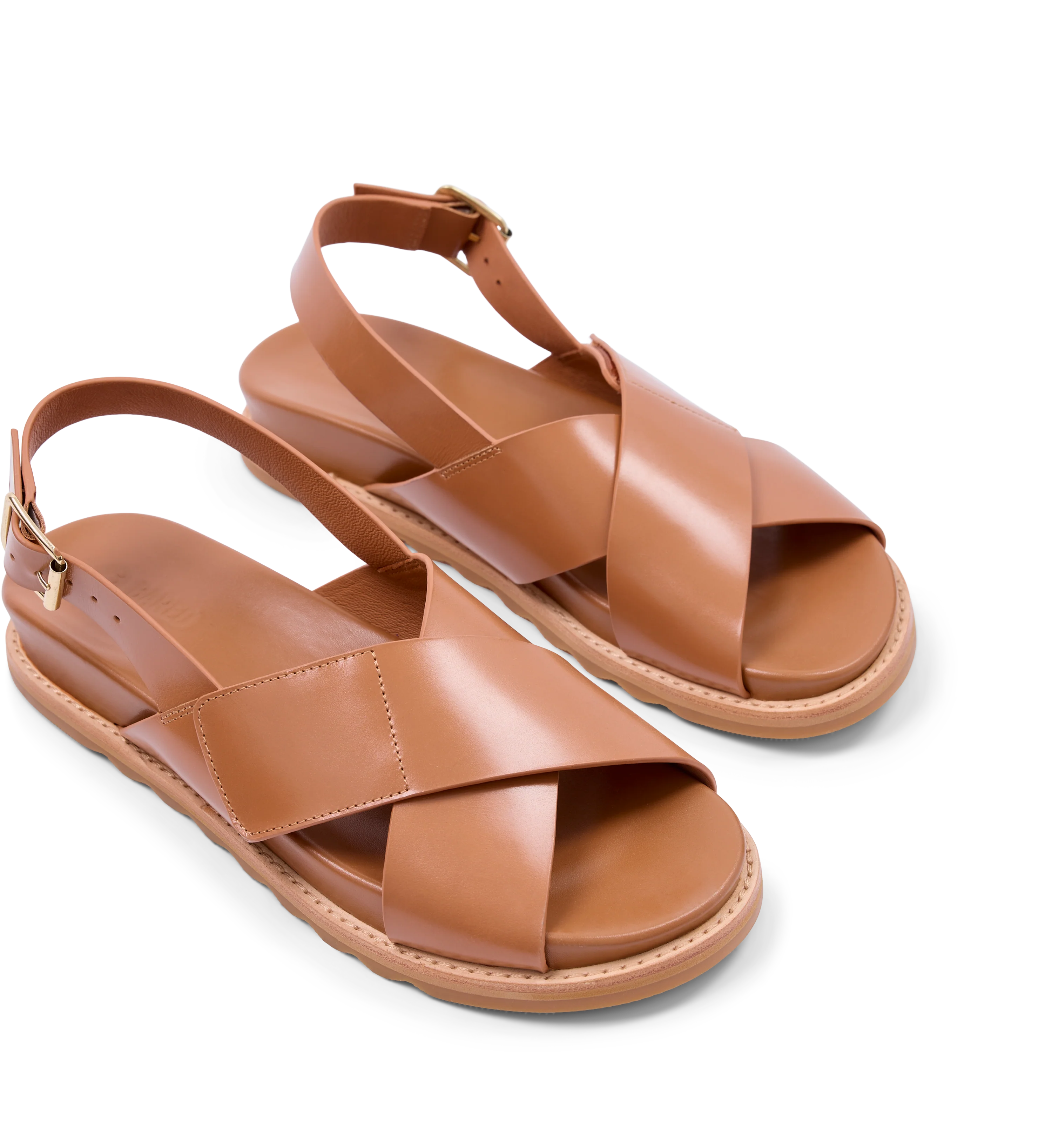 Lari Dark Tan Leather Chunky Sandals