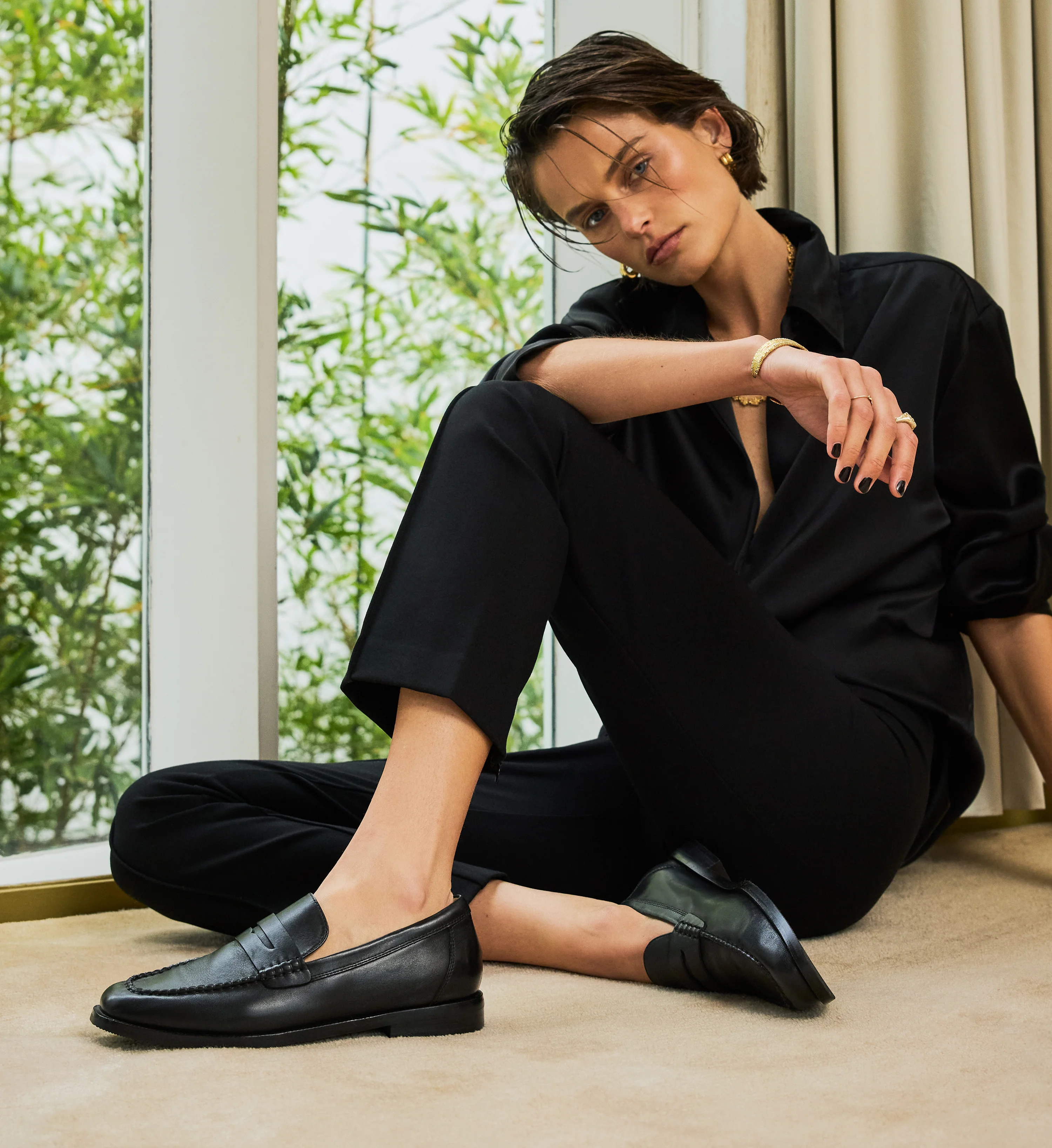 Maleo Black Leather Loafers