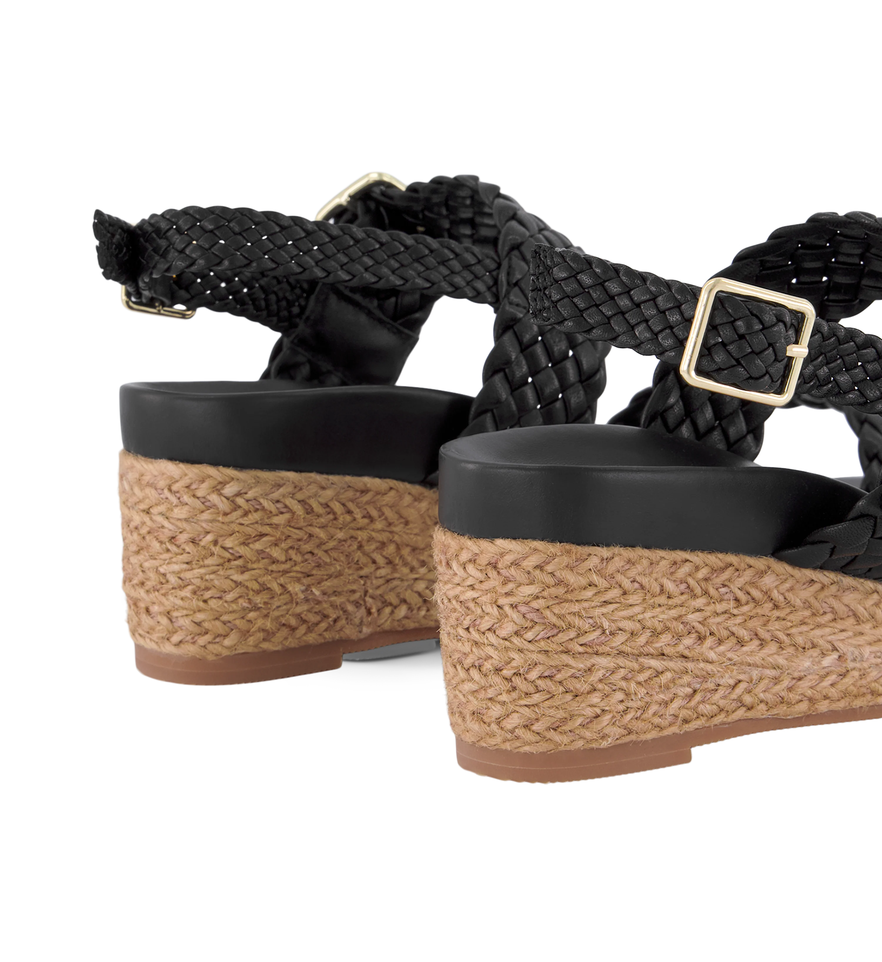 Gallito Black Leather Wedges