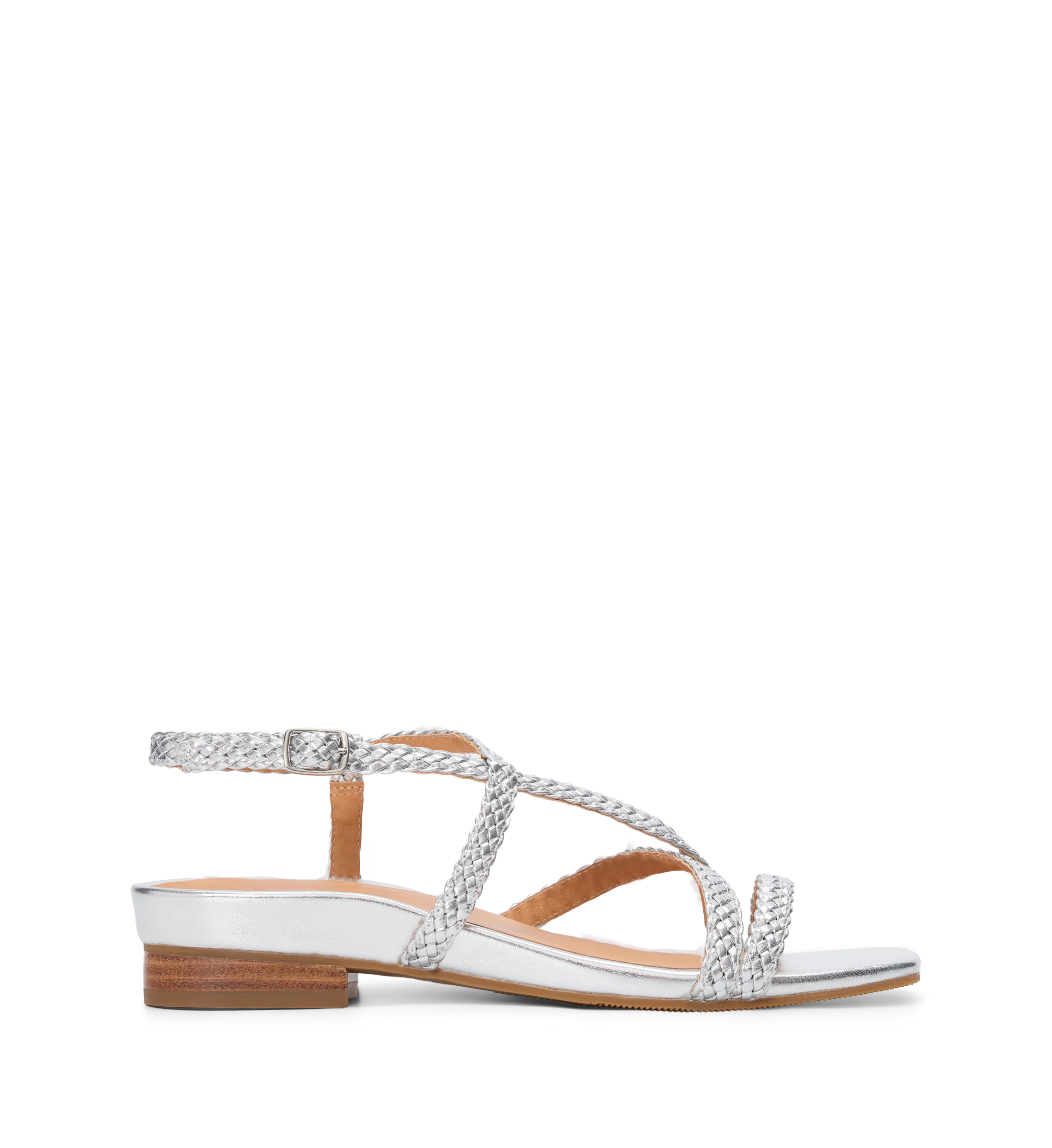 Wrentit Silver Woven Leather Sandals