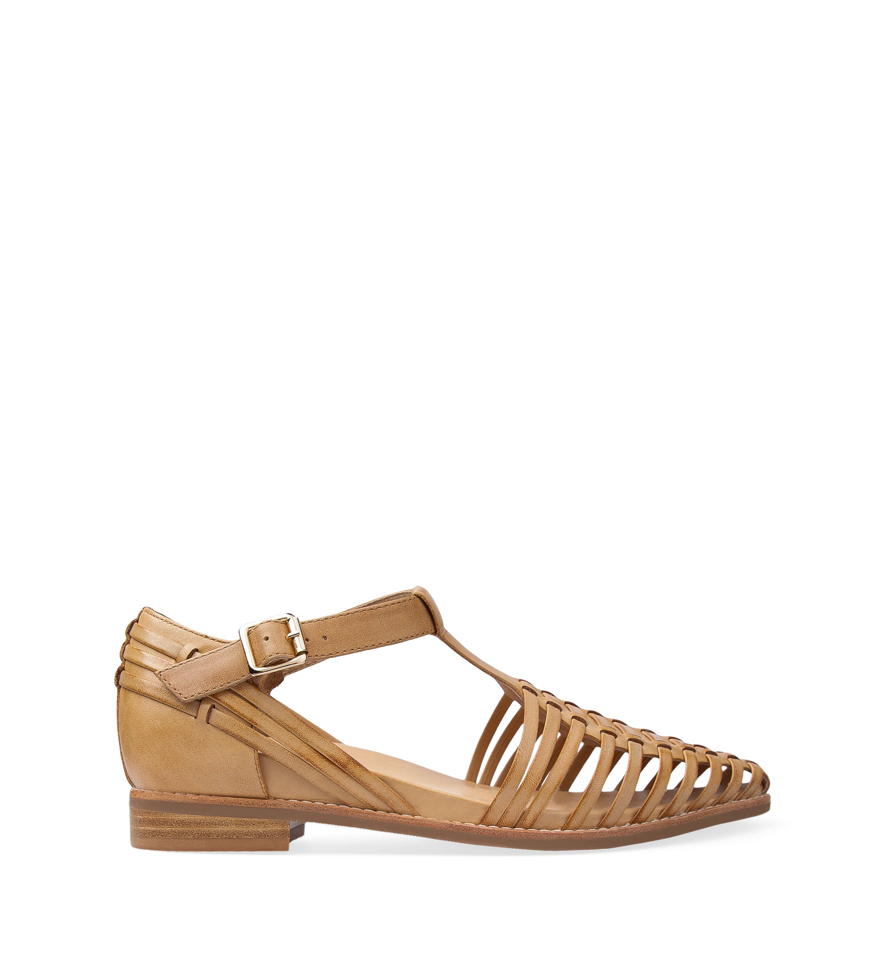 Honeyguide Tan Leather Woven Sandals