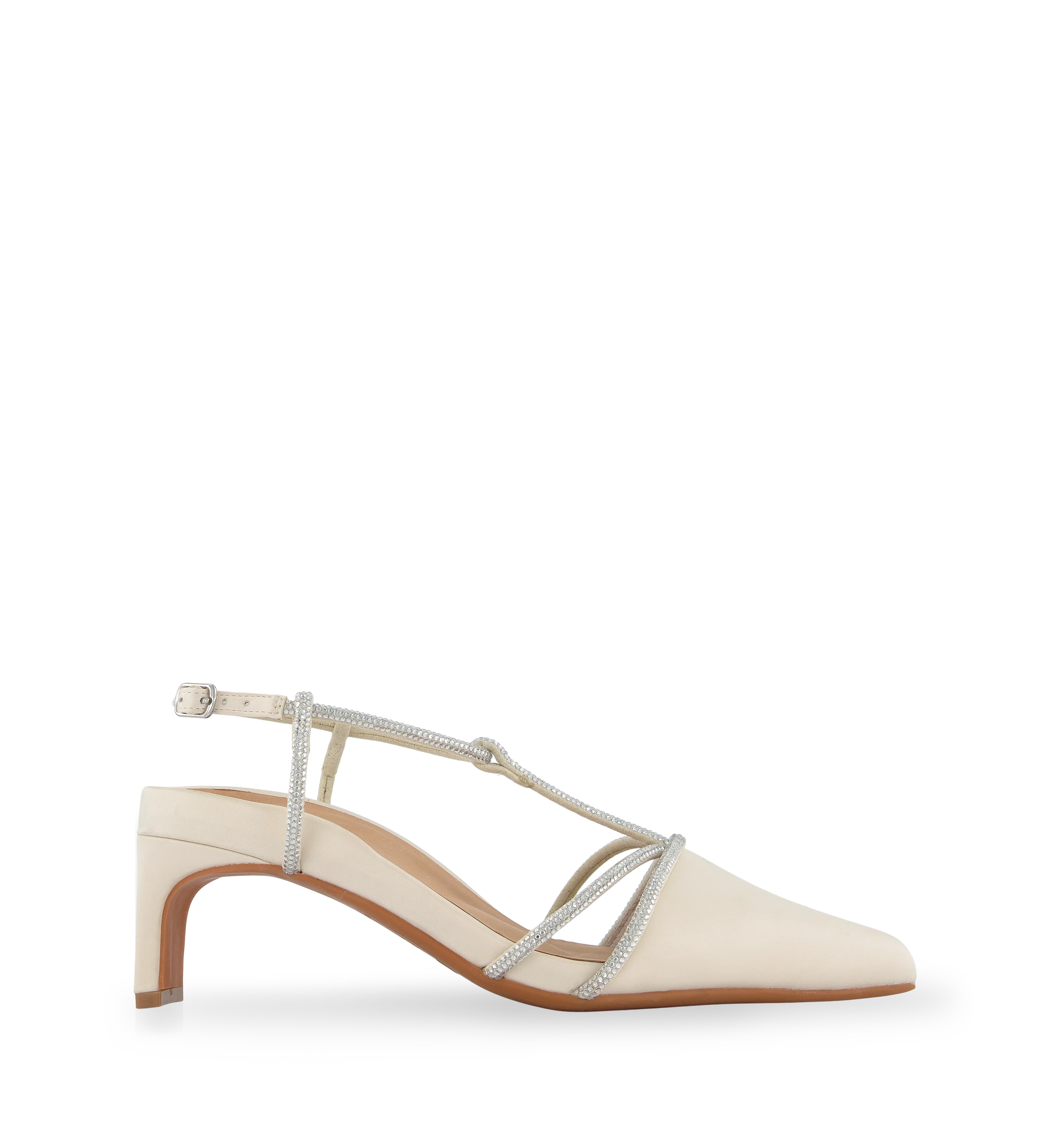 Veery Ivory Satin Low Heels