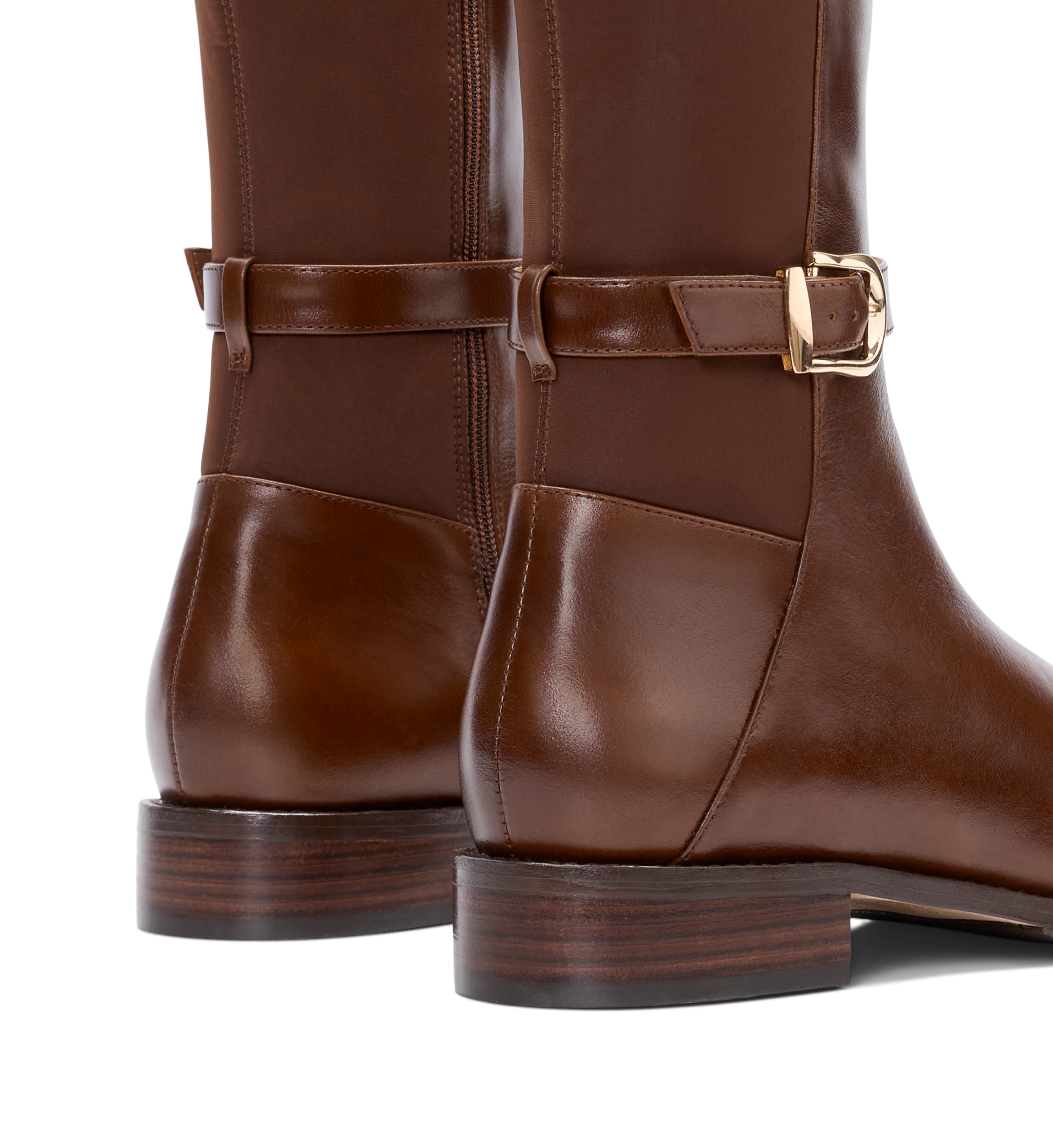 Vulture Golden Tan Leather & Neoprene Knee High Boots