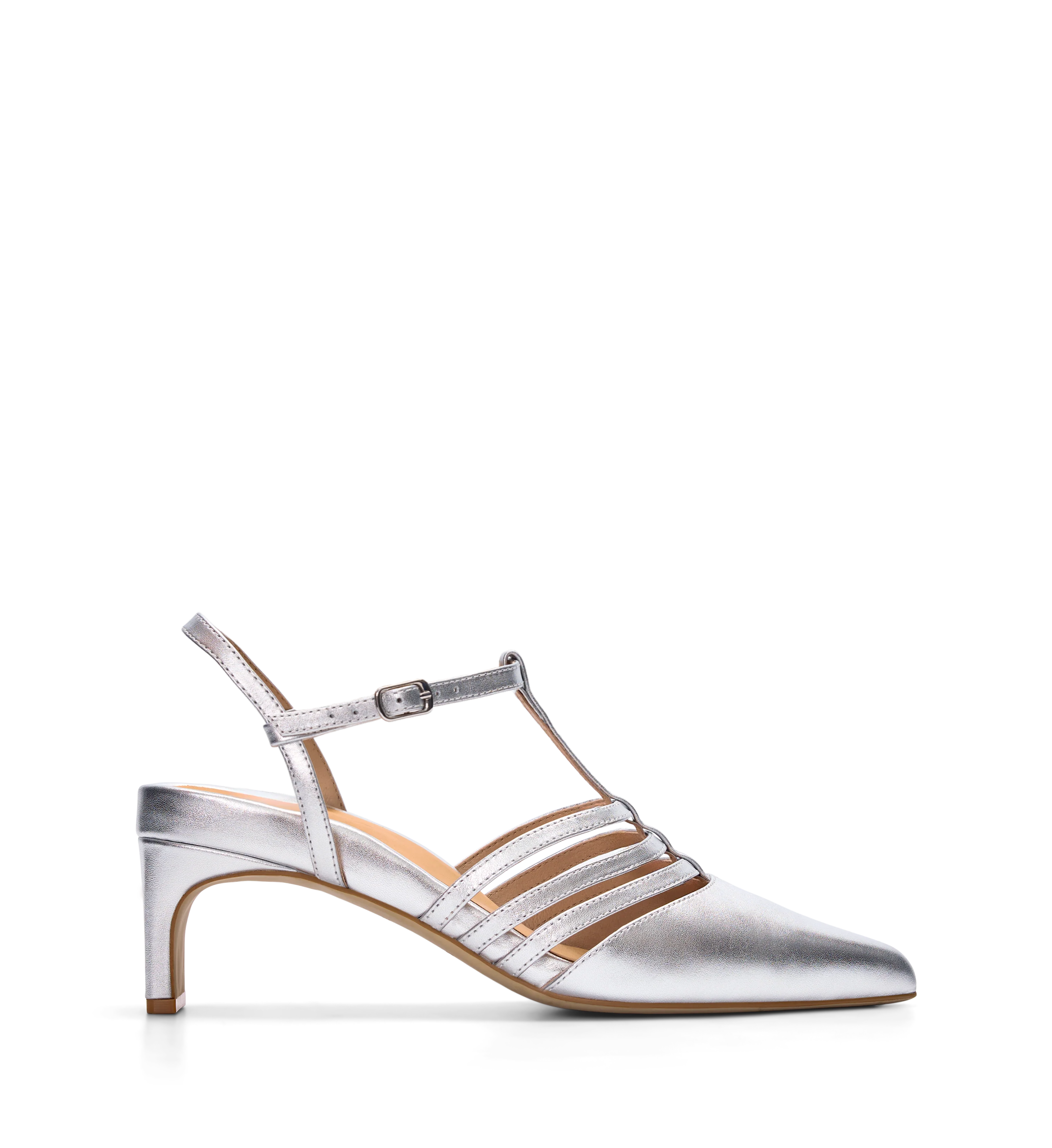 Calliope Silver Leather Low Heels