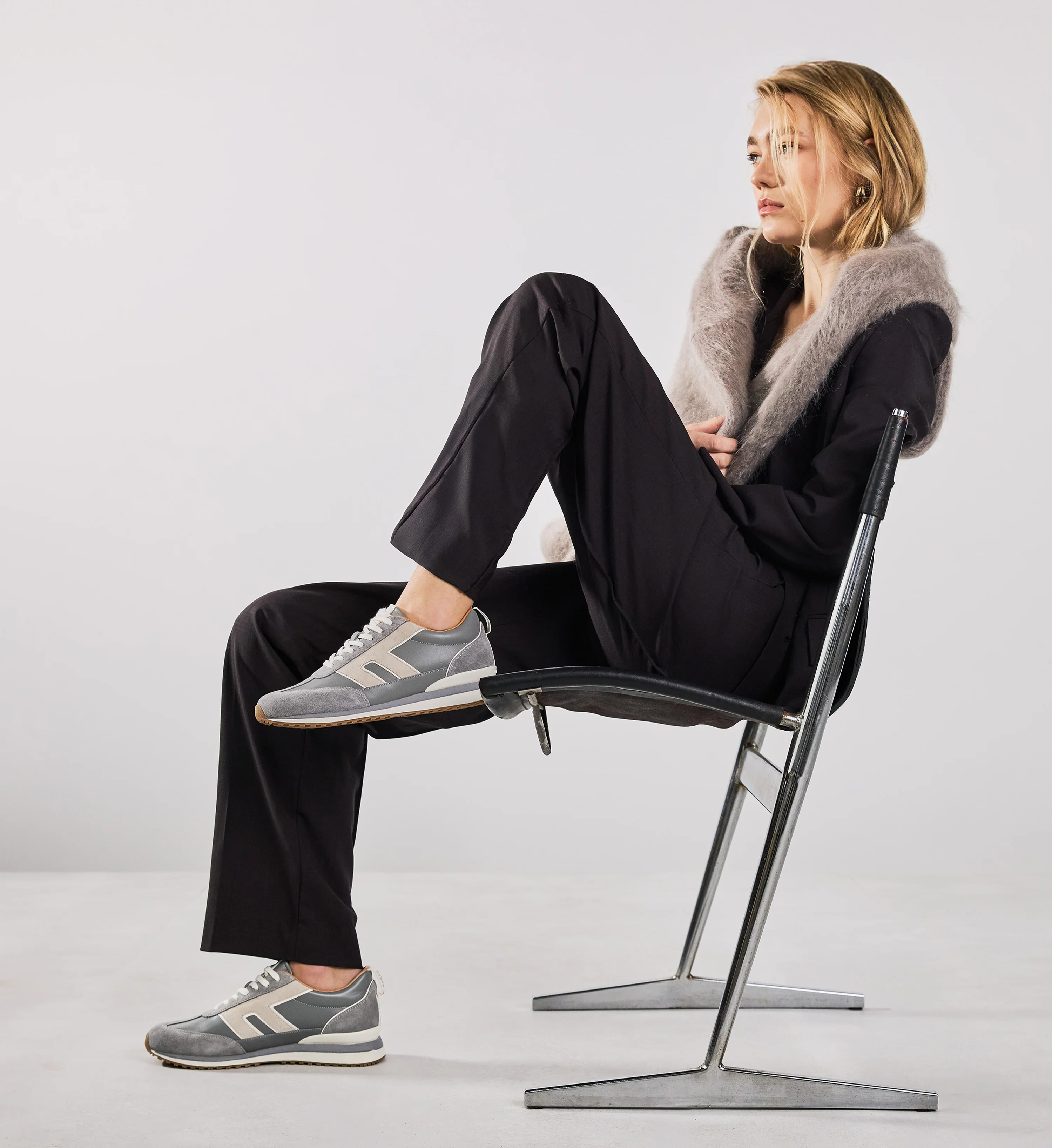 Stork Ice Blue Leather & Suede Sneakers