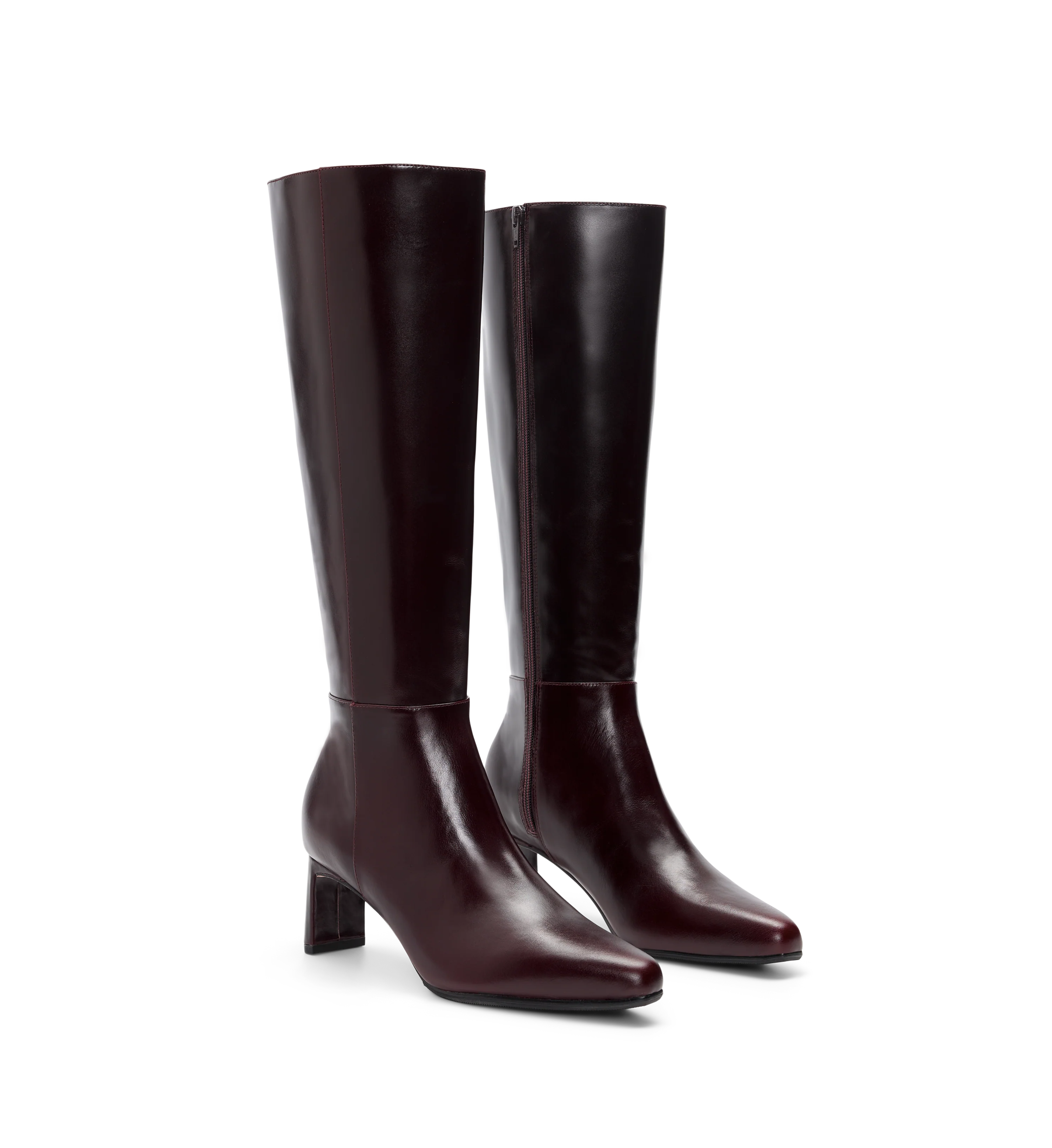 Cacique Mahogany Brown Boxed Leather Knee High Boots