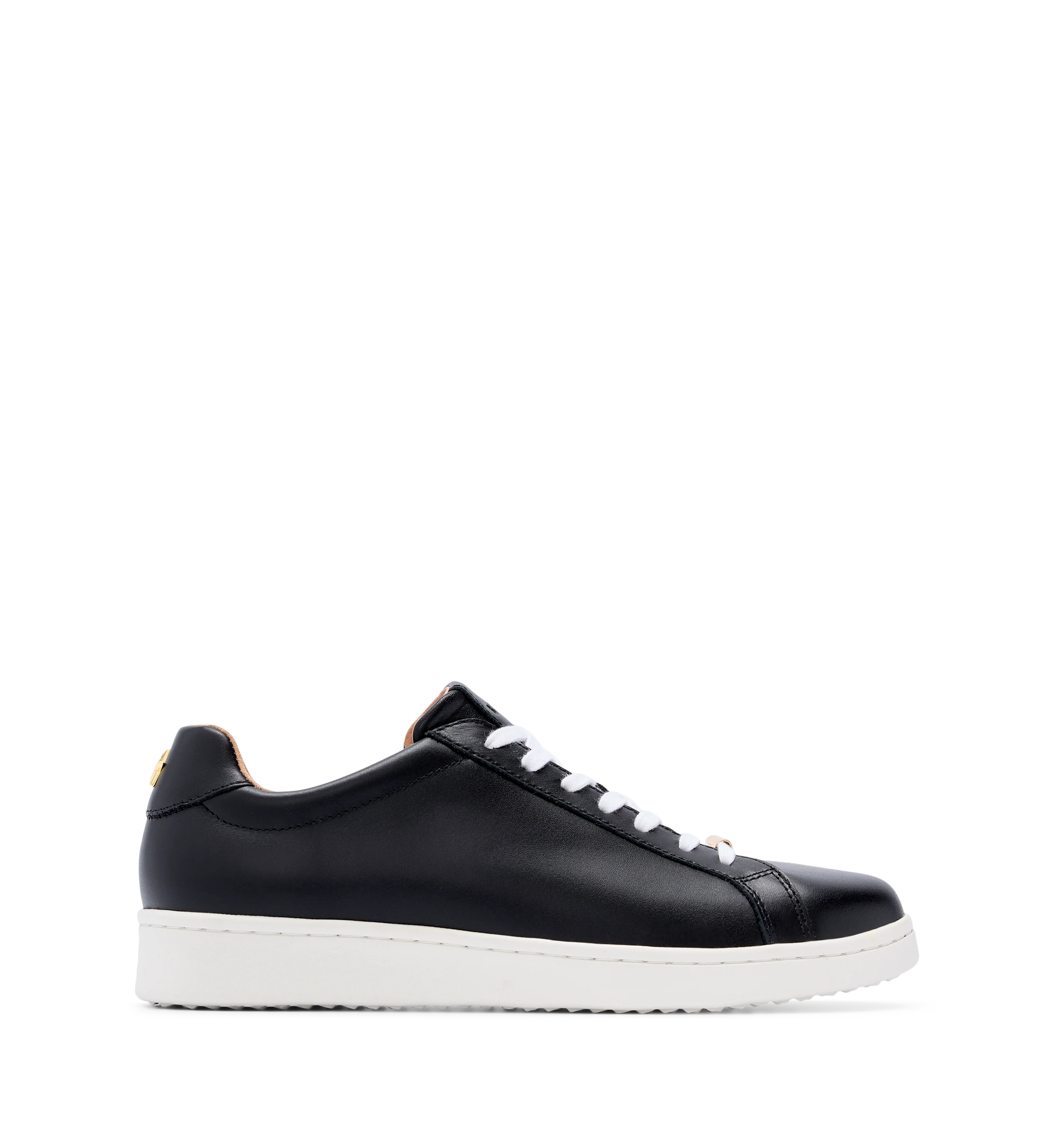 Whimbrel Black Leather & Gold Star Sneakers