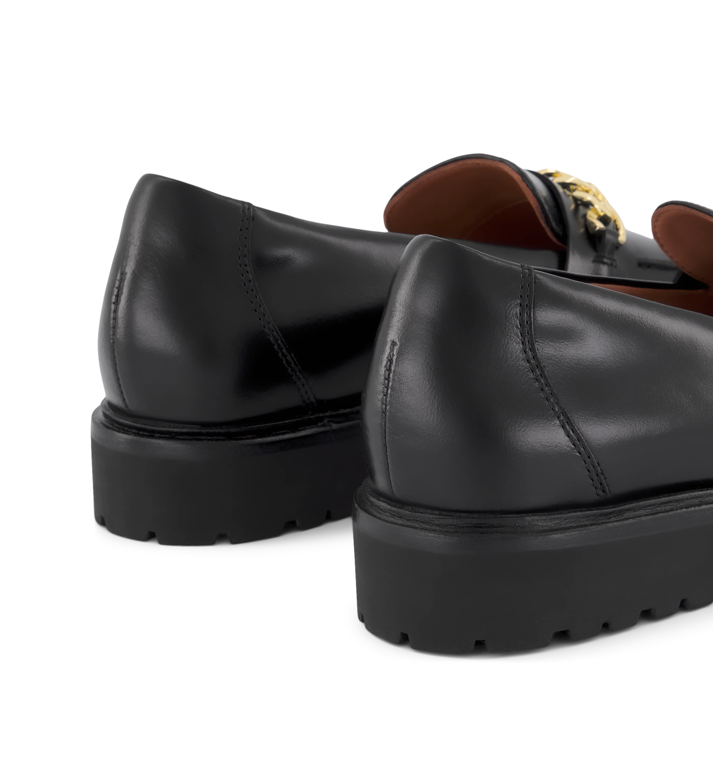 Elaenia Black Leather & Hardware Loafers