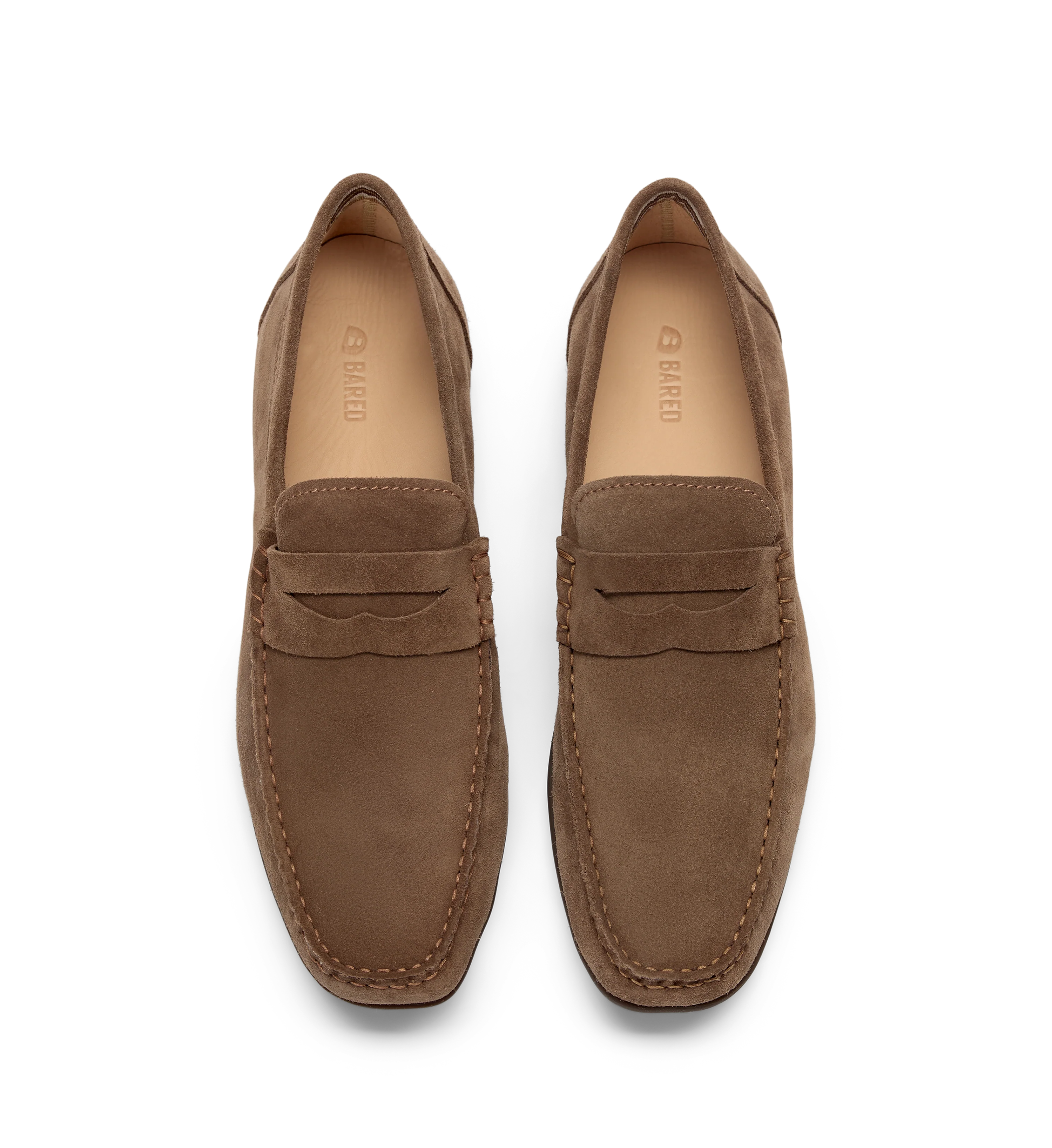 Neon Taupe Suede Loafers