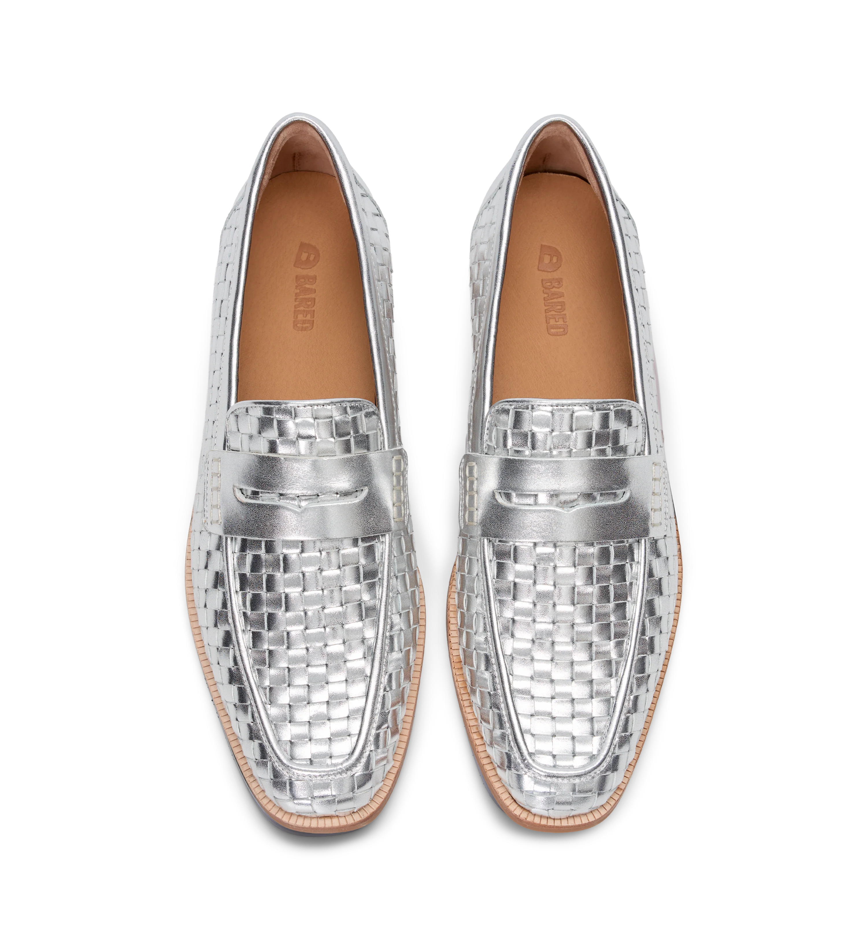 Maleo Silver Woven Leather Loafers
