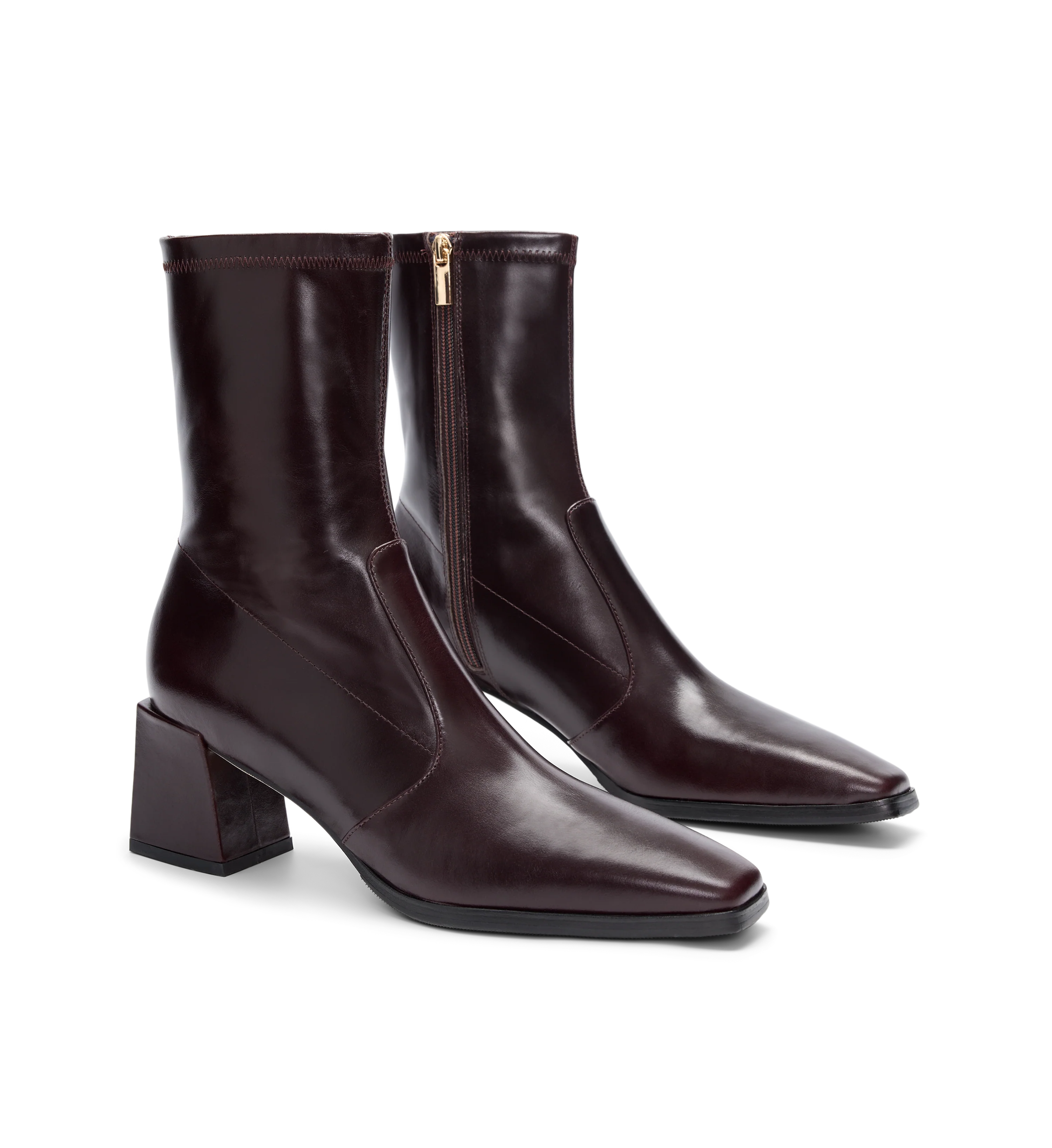 Nightingale Dark Oak Boxed Leather Heeled Boots