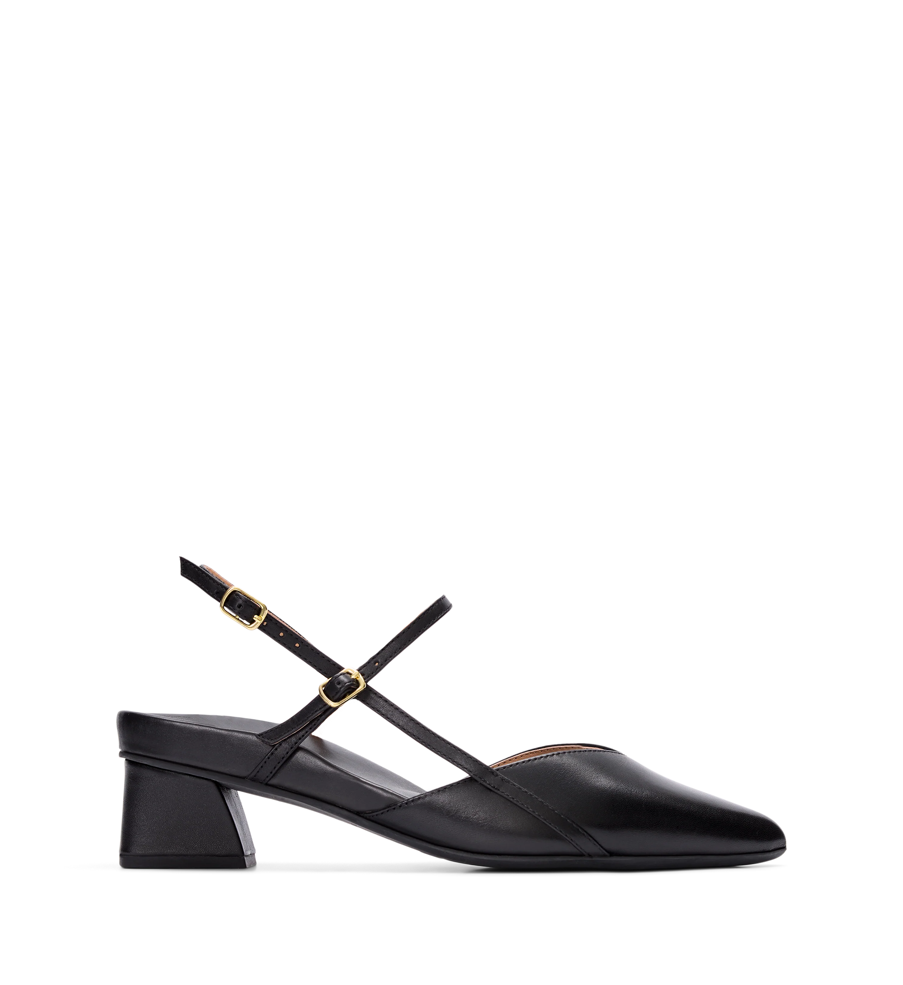 Nene 2 Black Leather Low Heels