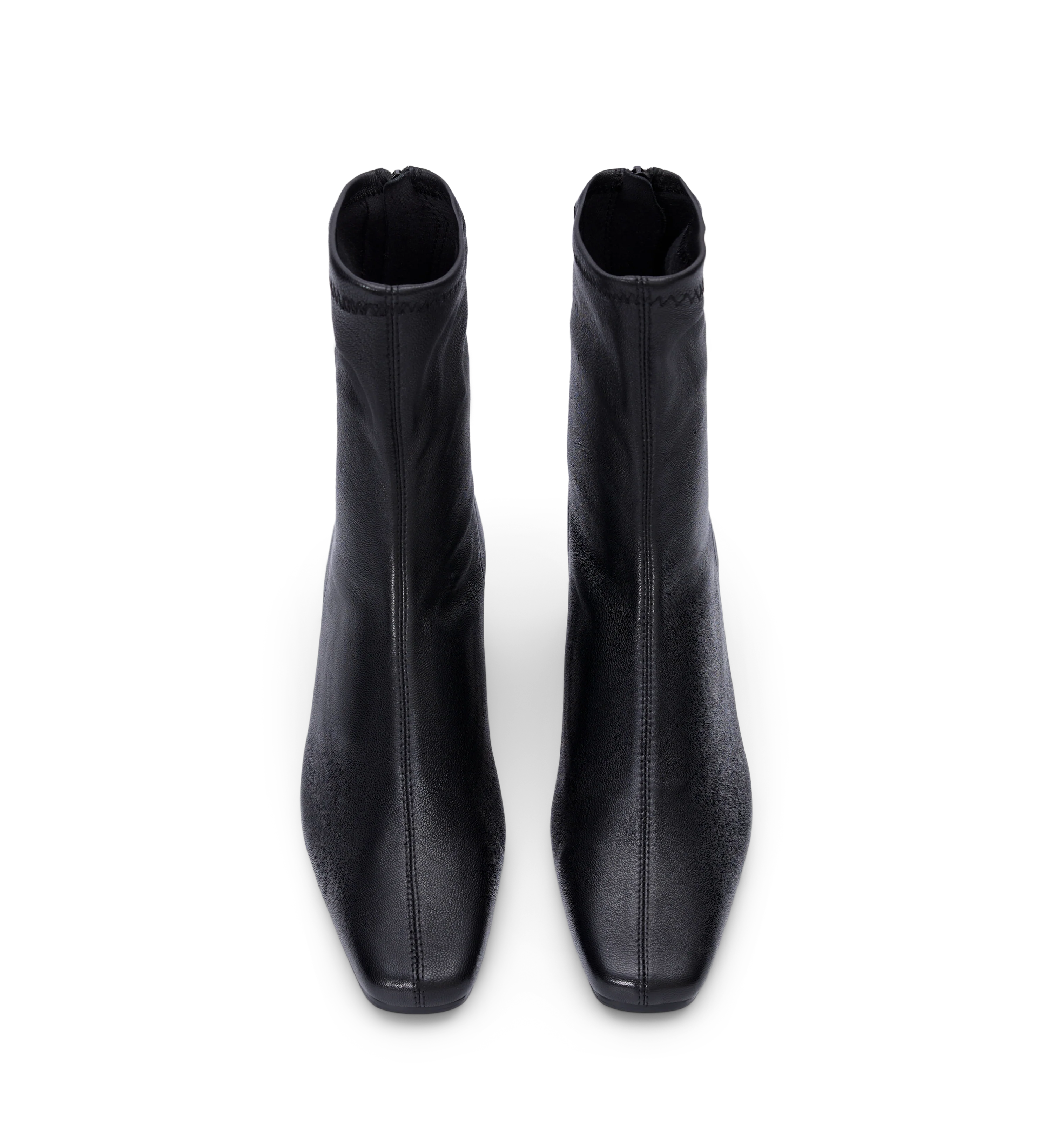 Hylia Black Stretch Leather Heeled Boots