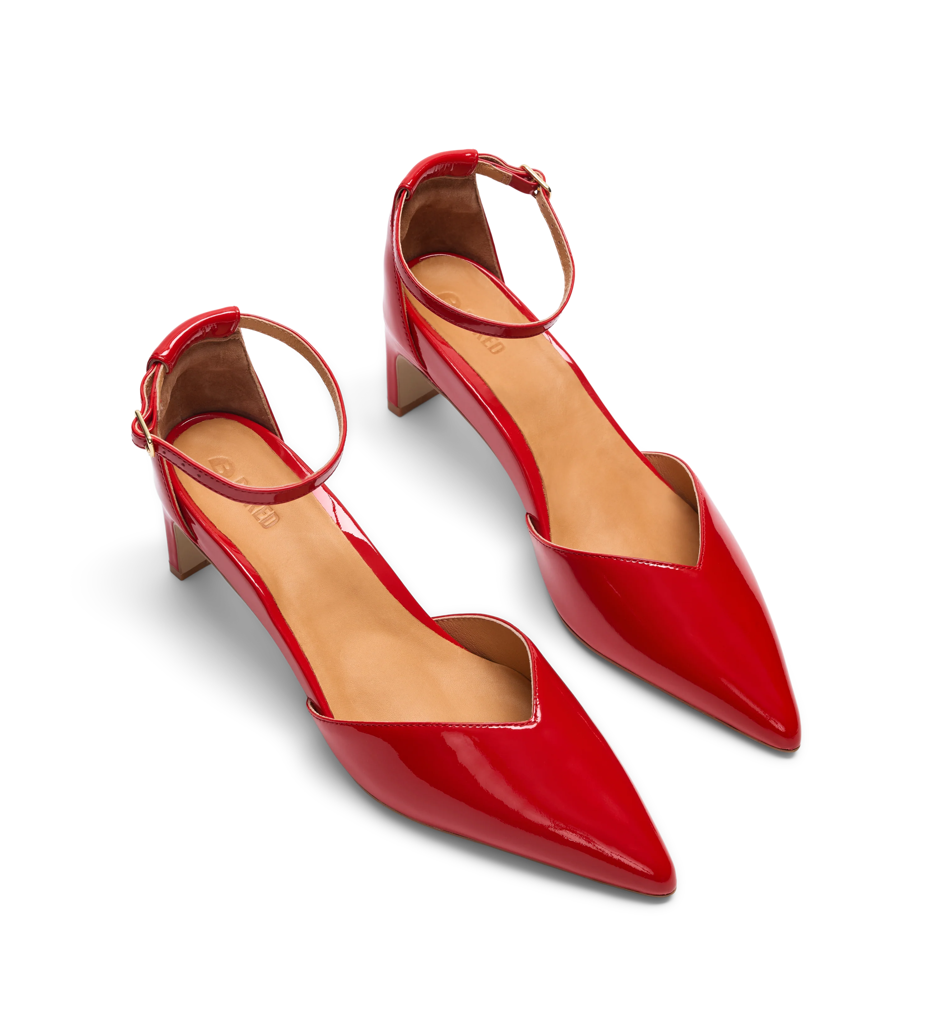 Lark Poppy Red Patent Leather Low Heels