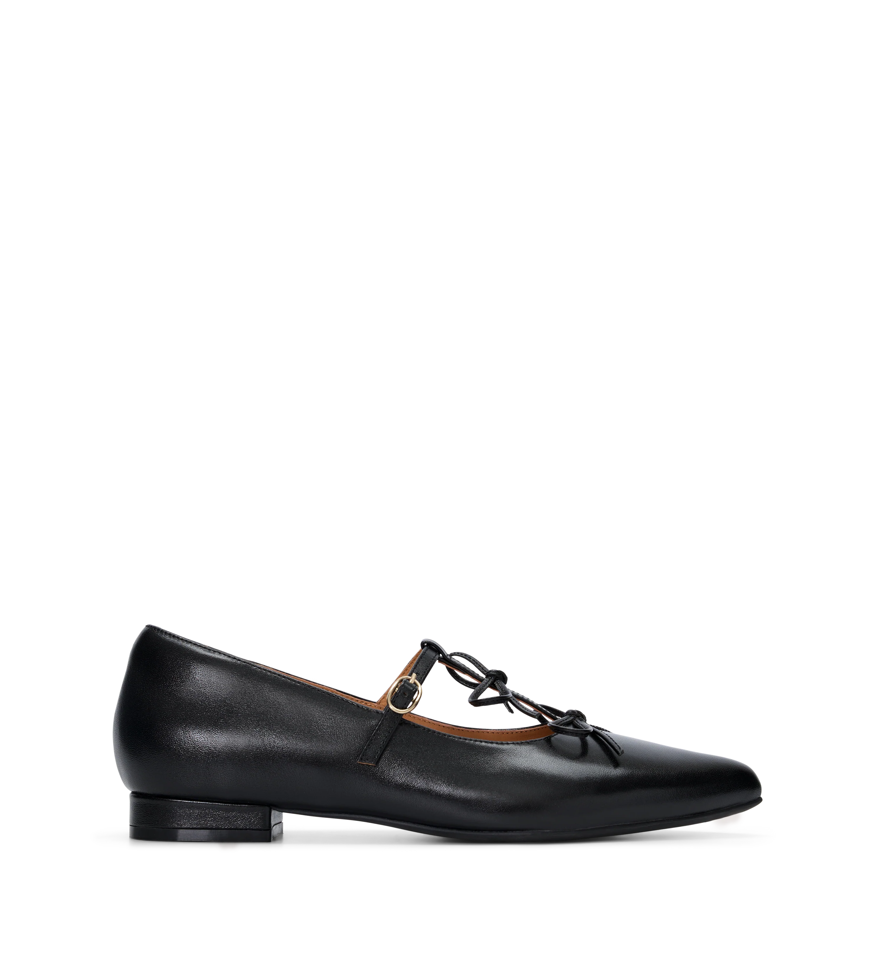 Cockatiel Black Leather Corporate Flats
