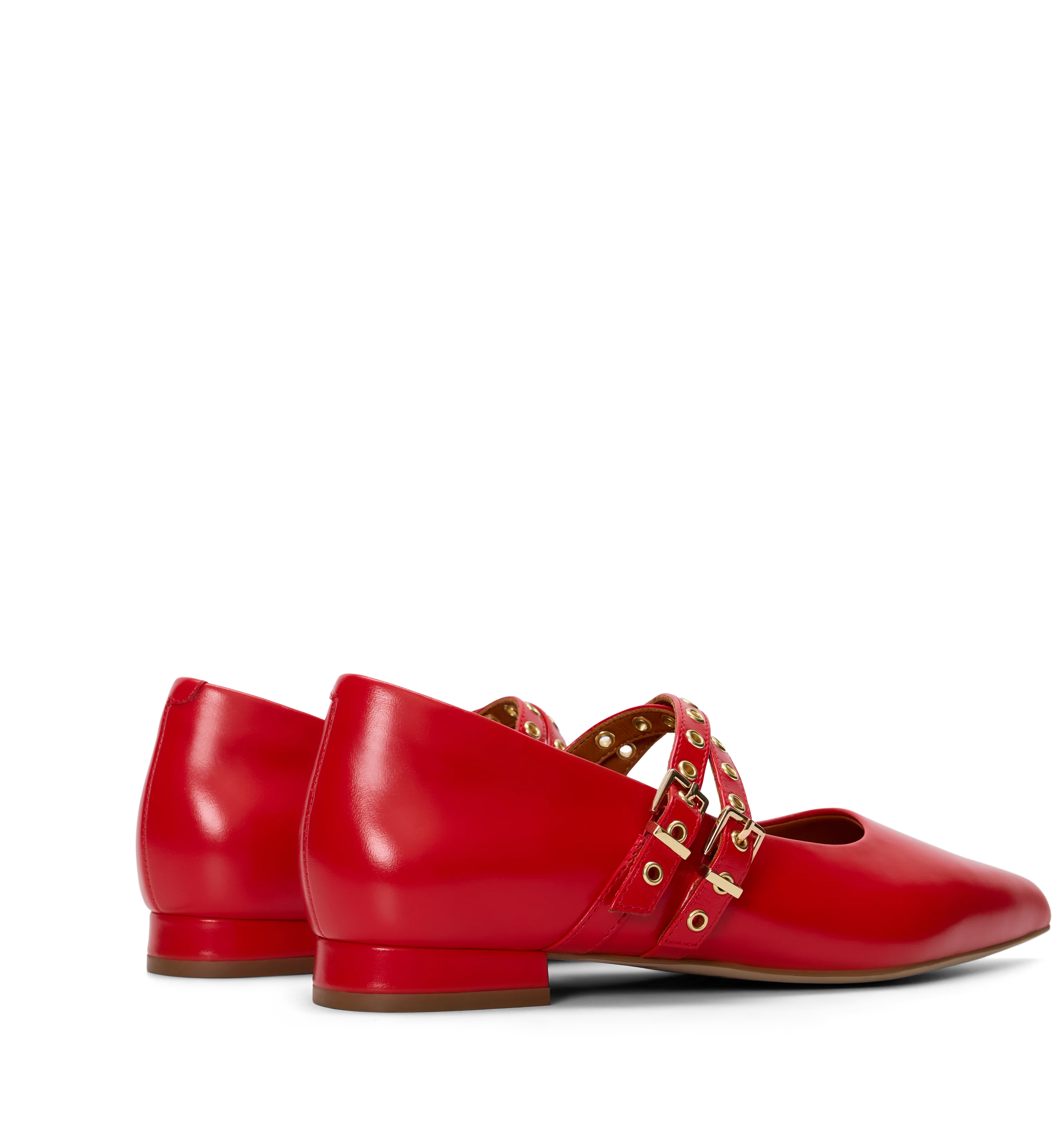 Pipilo Poppy Red Leather & Hardware Ballet flats