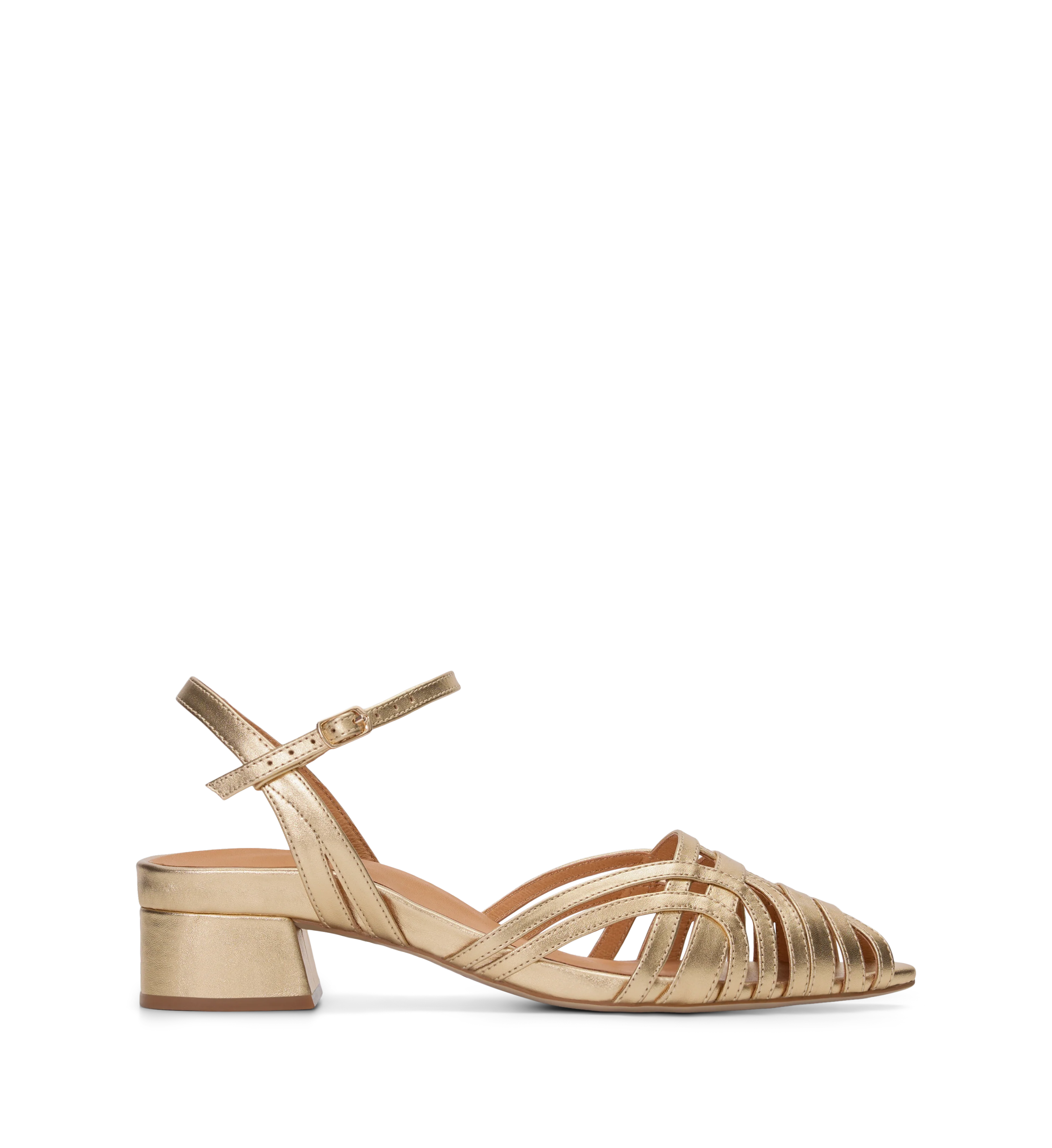 Ratite Gold Leather Casual Heels