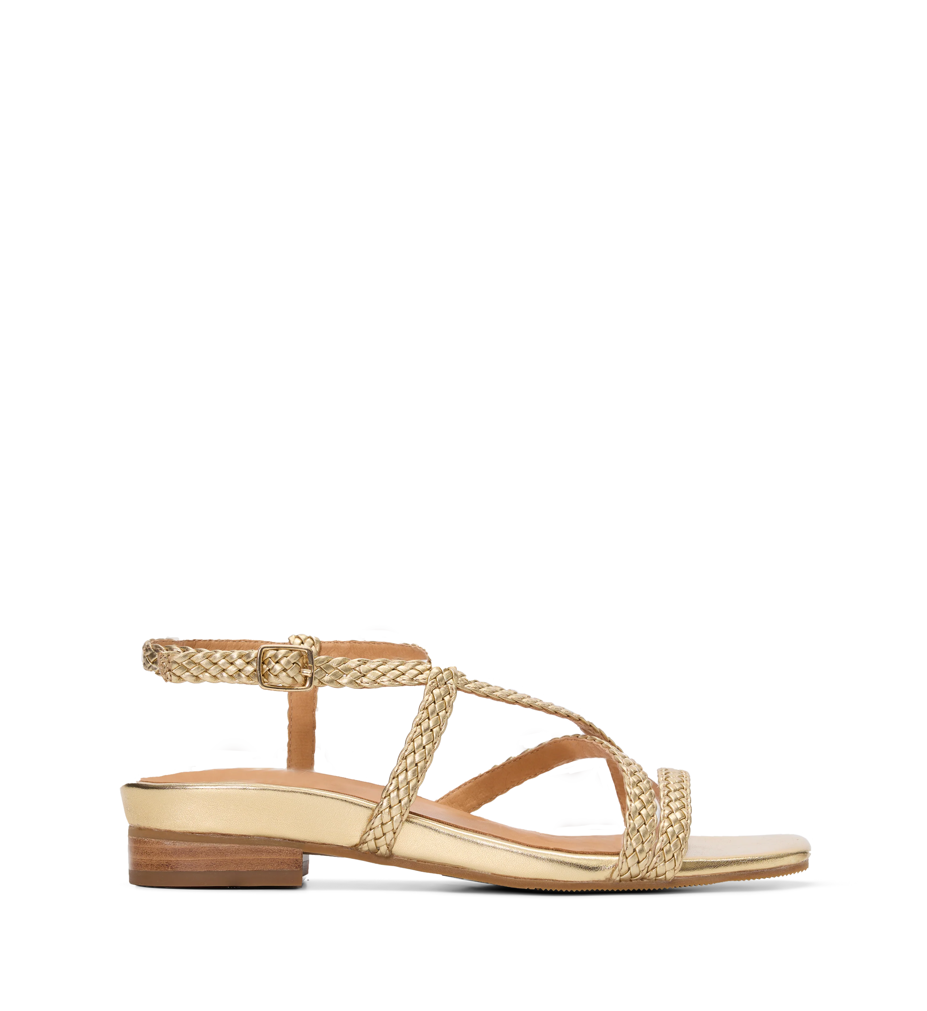 Wrentit Gold Woven Leather Sandals