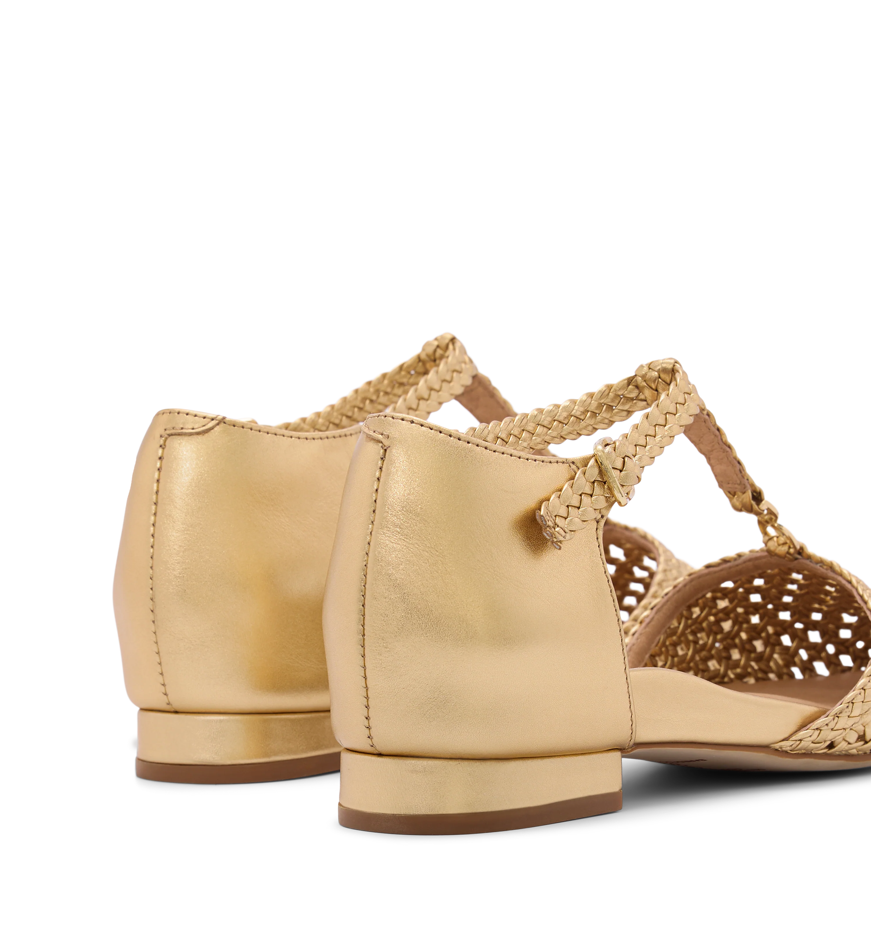 Avocet Gold Woven Leather & Hardware Flats