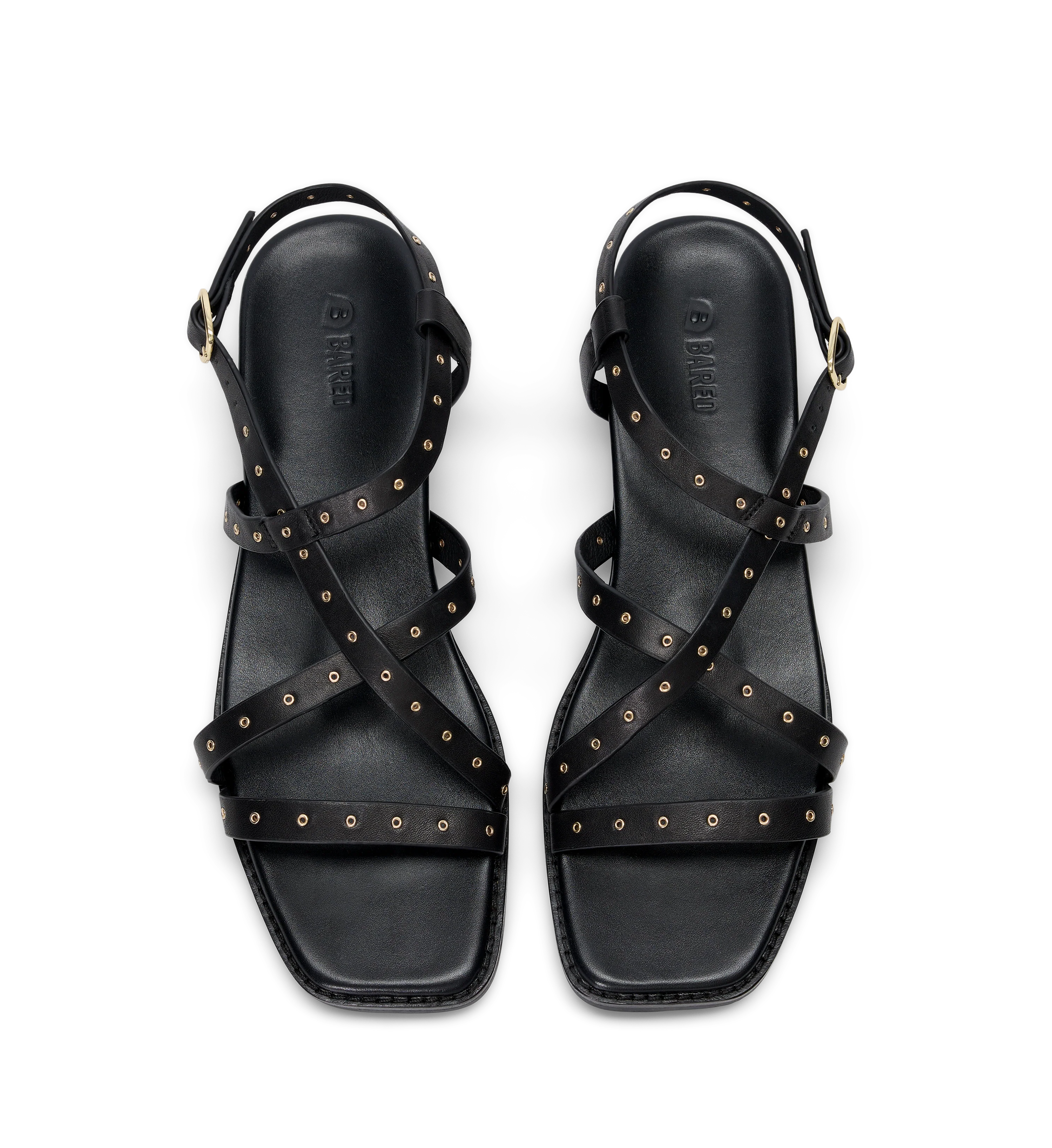 Wrentit Black Leather & Hardware Sandals