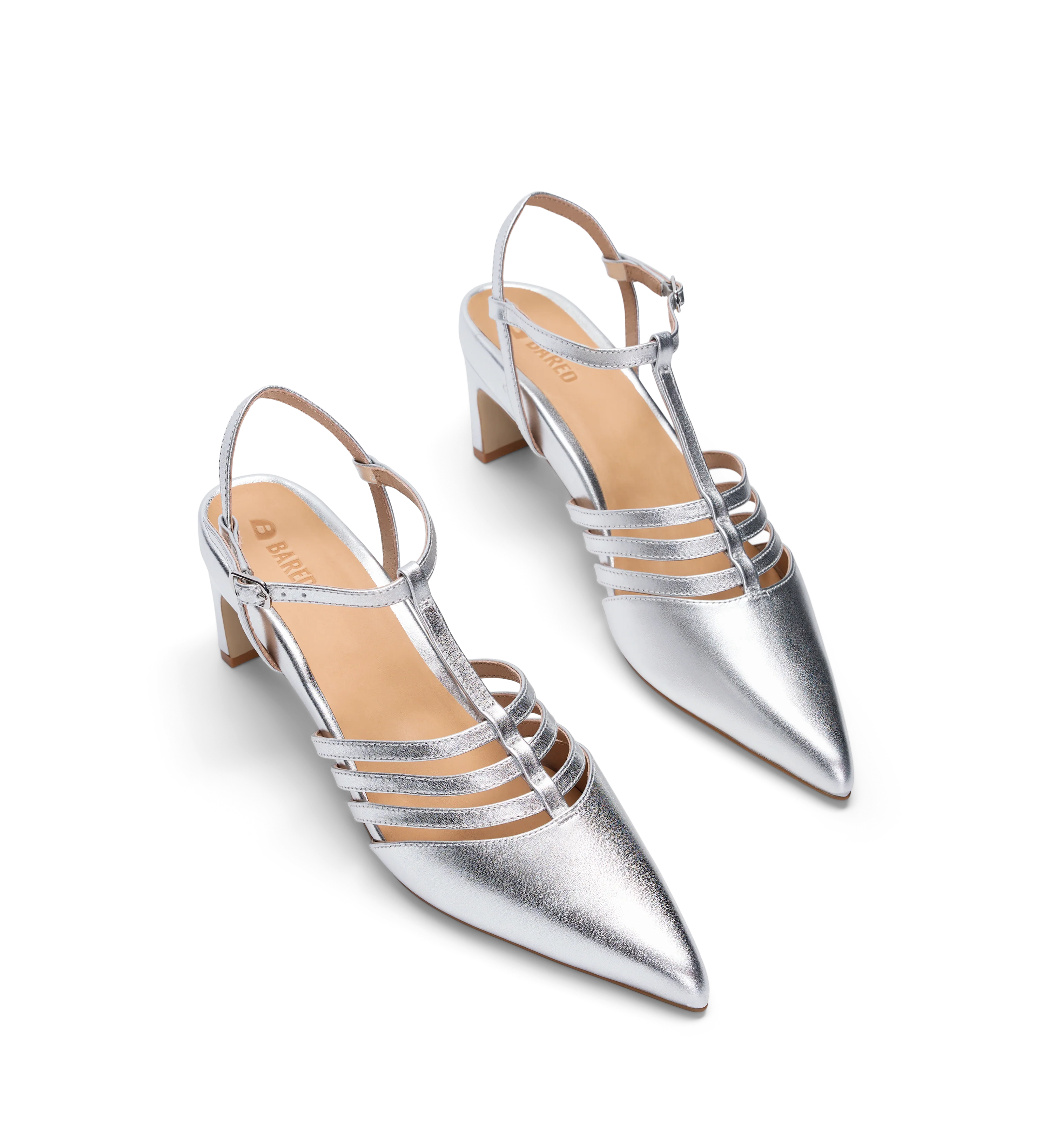 Calliope Silver Leather Low Heels