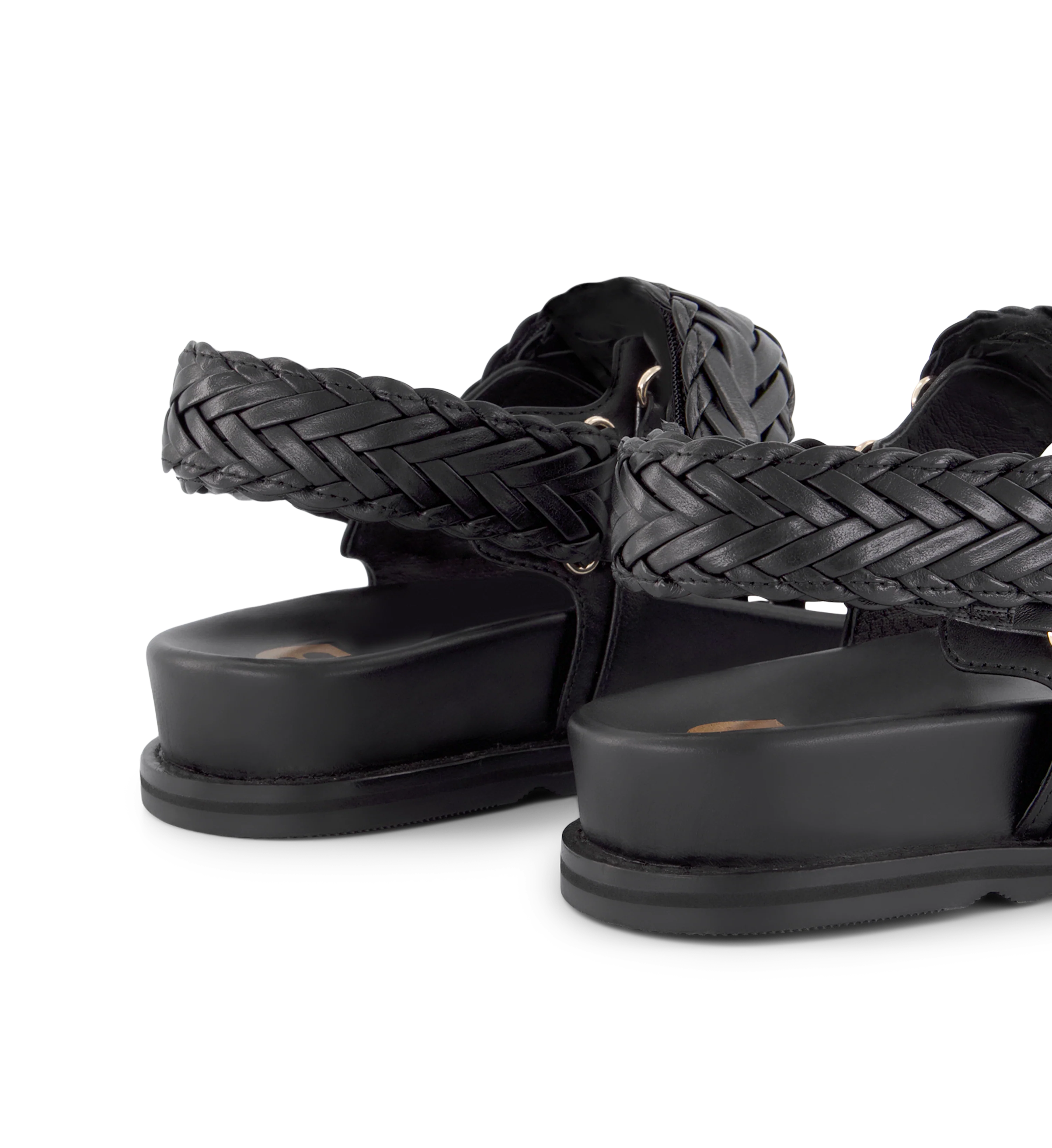 Cygnet Black Leather Chunky Sandals