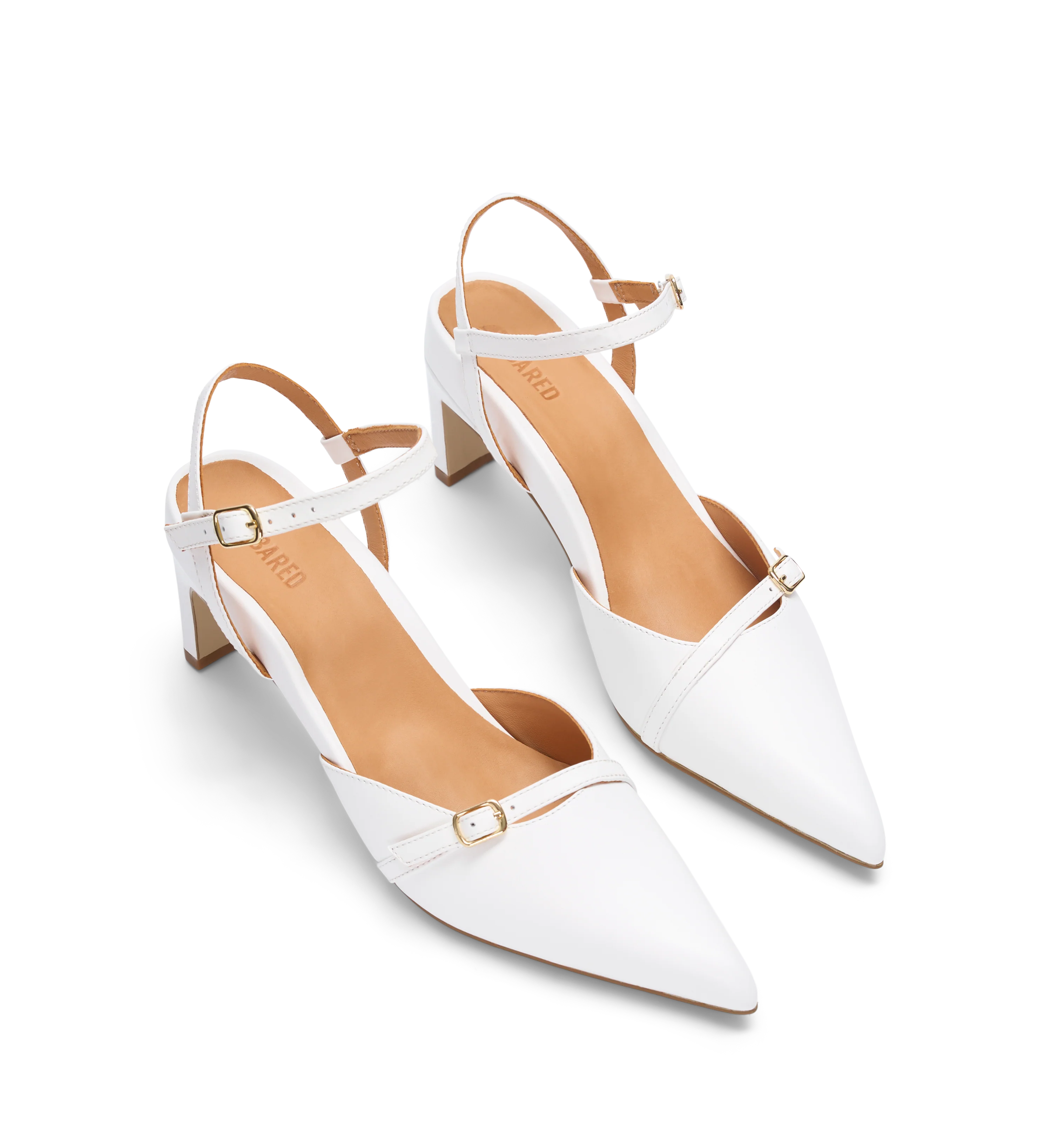 Sylph White Leather Low Heels