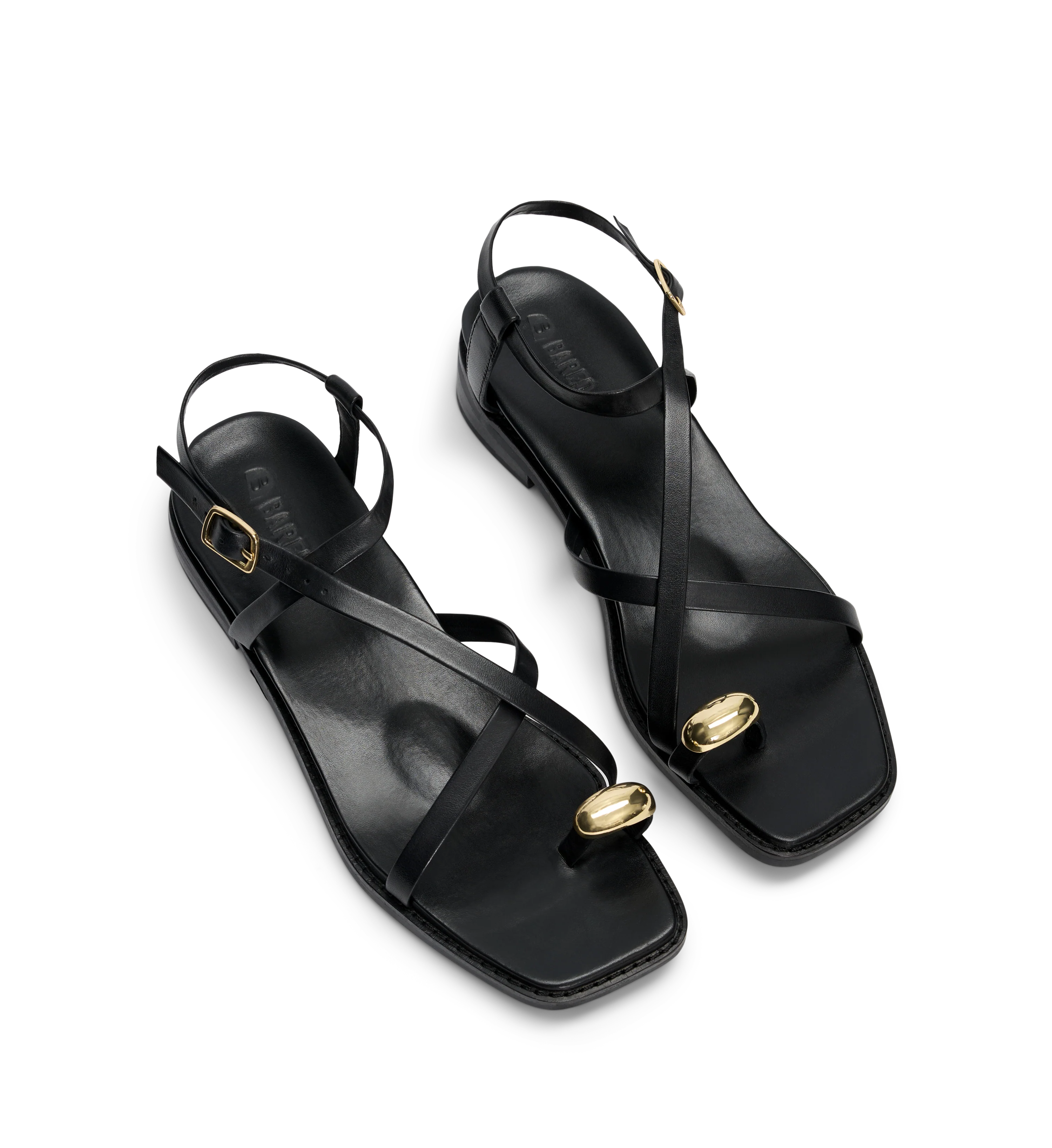 Syma Black Leather & Hardware Sandals