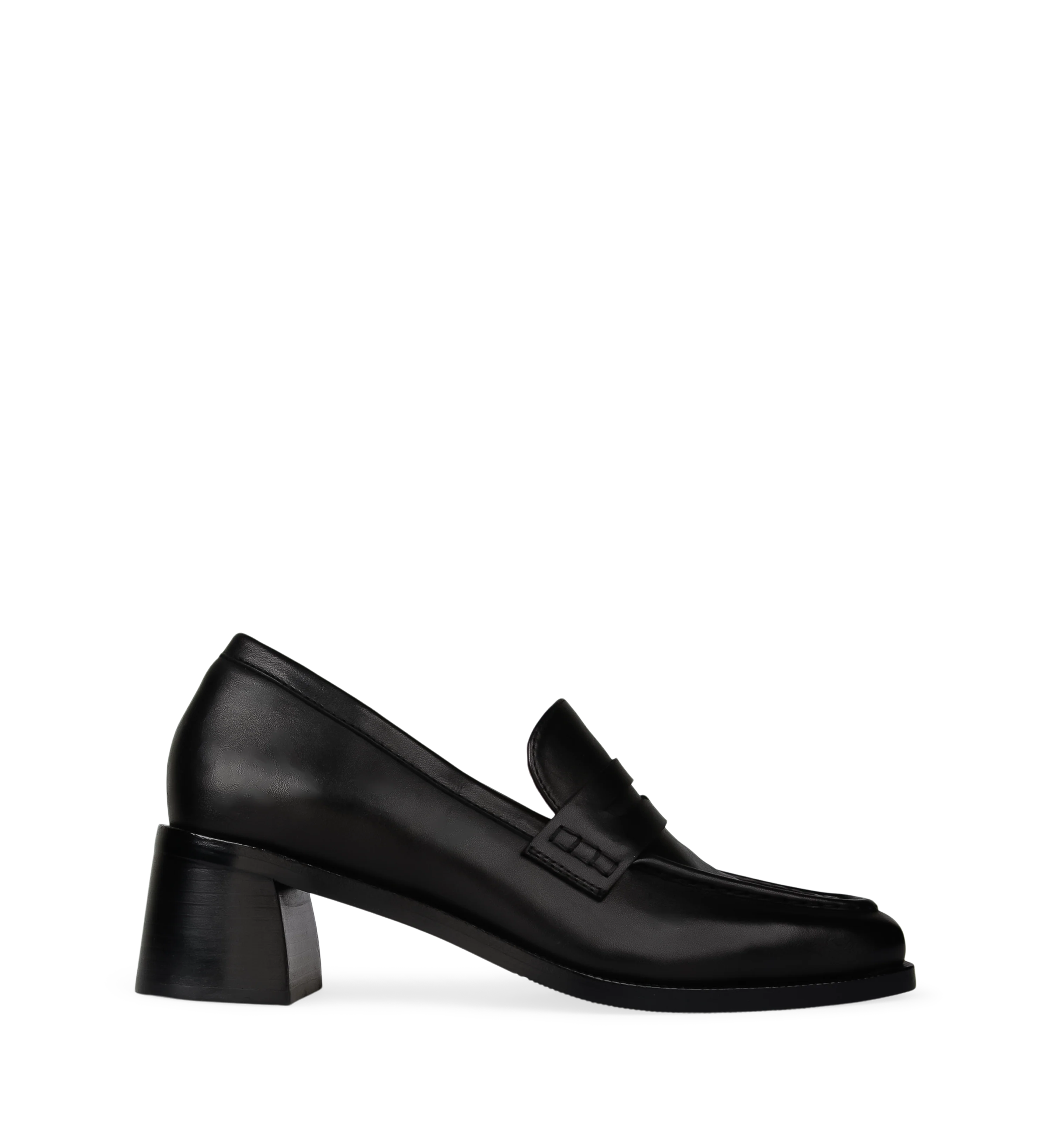 Alethe Black Leather Low Heels