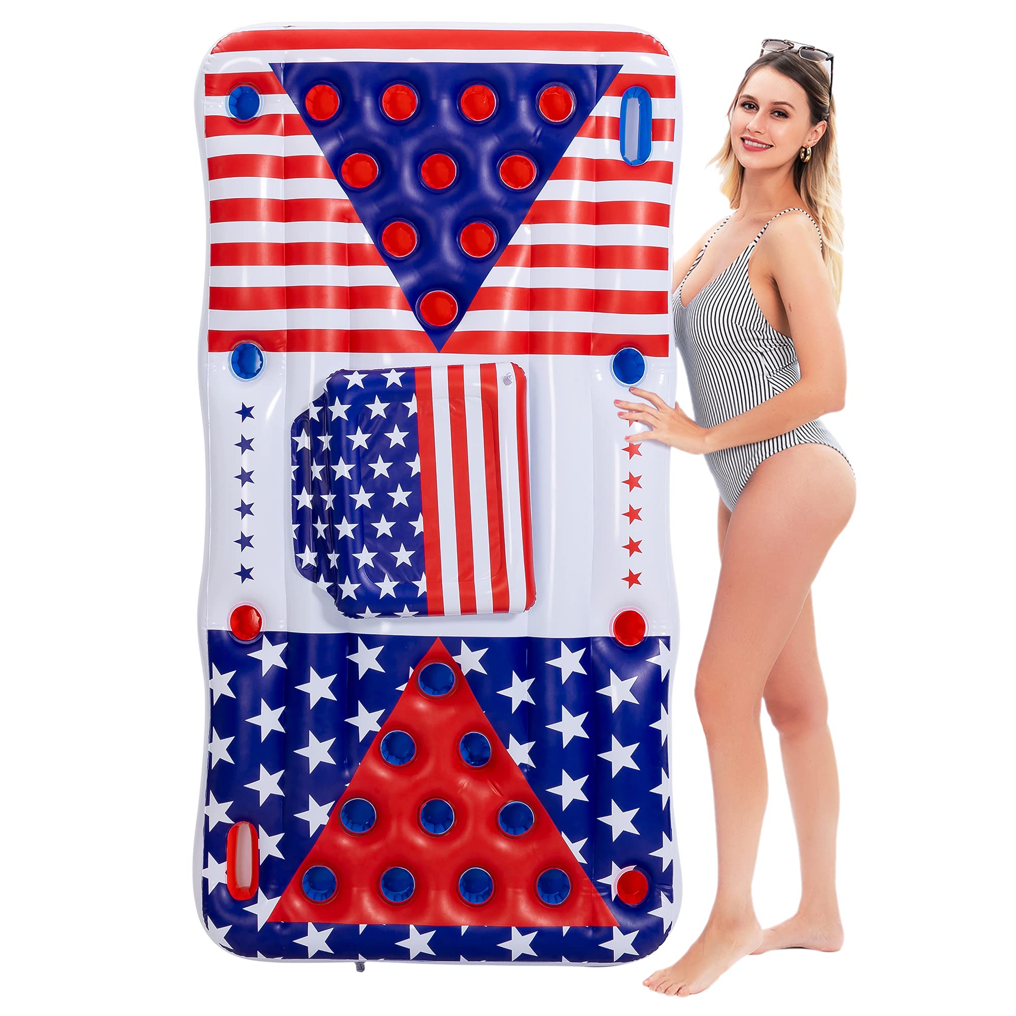 Clearance - American Flag Beer Pong Cooler Party Pool Float, 1 Pack