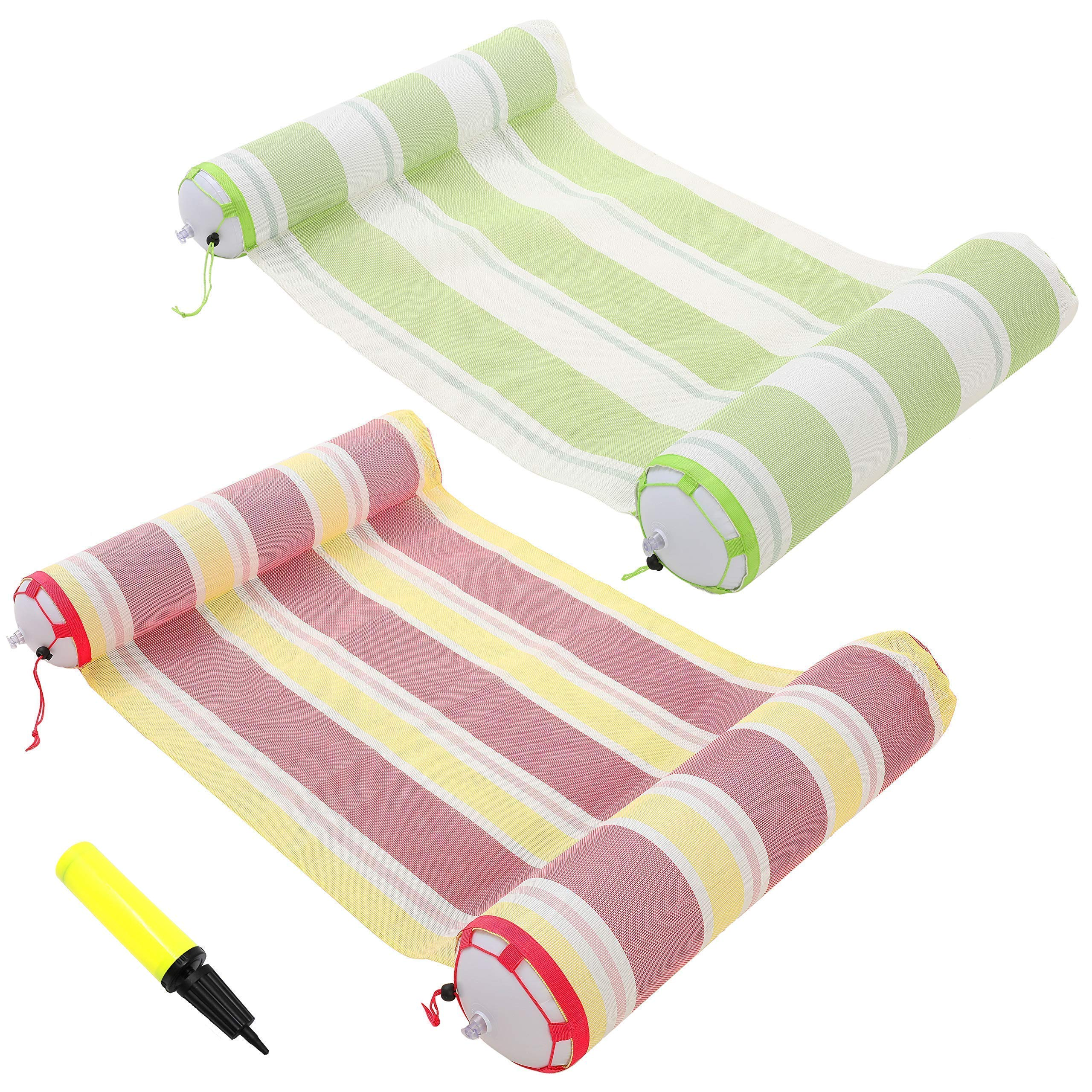 Clearance - 2 Sets Inflatable Hammock Swimming Pool Float Premium PVC for Adults (Red, Green)