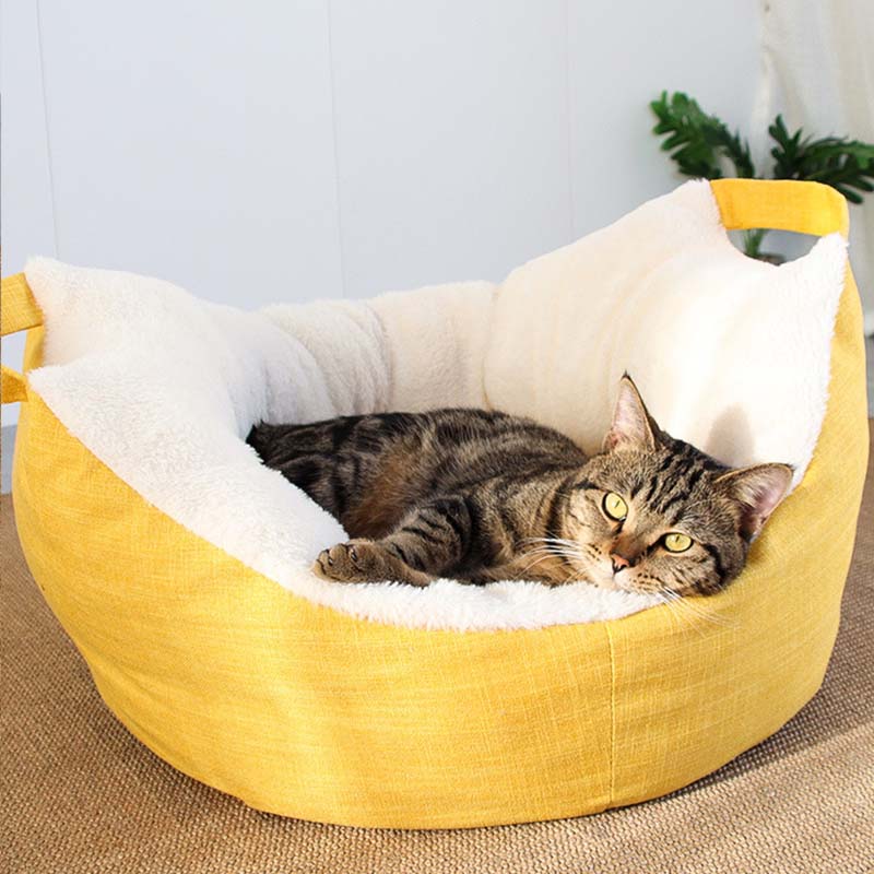 Portable Deep Sleep Semi-enclosed Large Cat Basket Bed