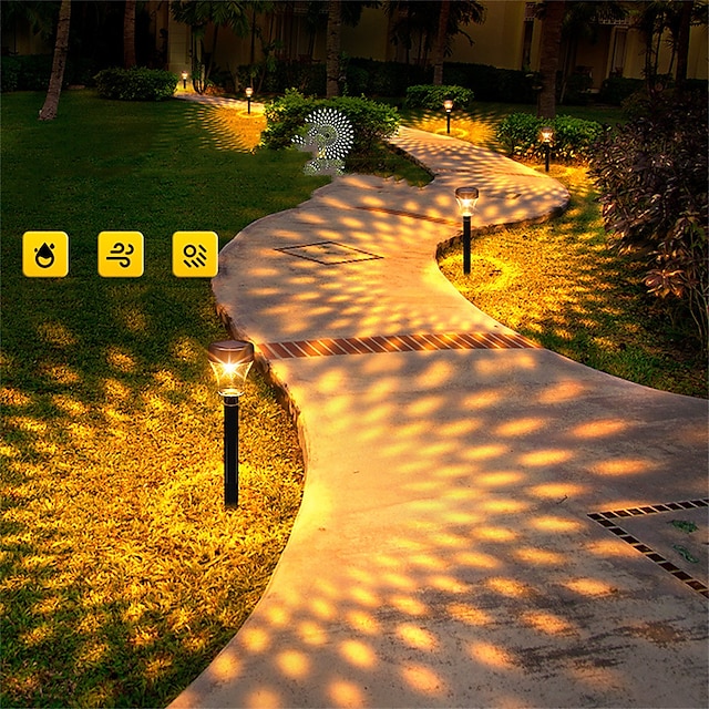 2/6pcs Solar Garden Pathway Lights Outdoor LED Lawn Lamp RGB Warm White Color for Garden Decor Landscape Lighting