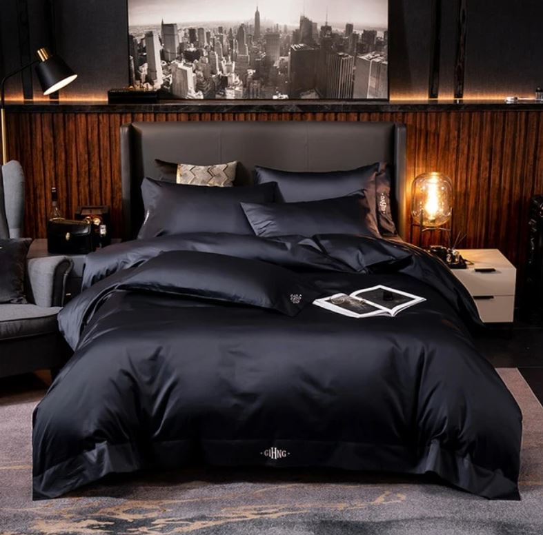 Black Egyptian Cotton Duvet Set 700 Thread Count