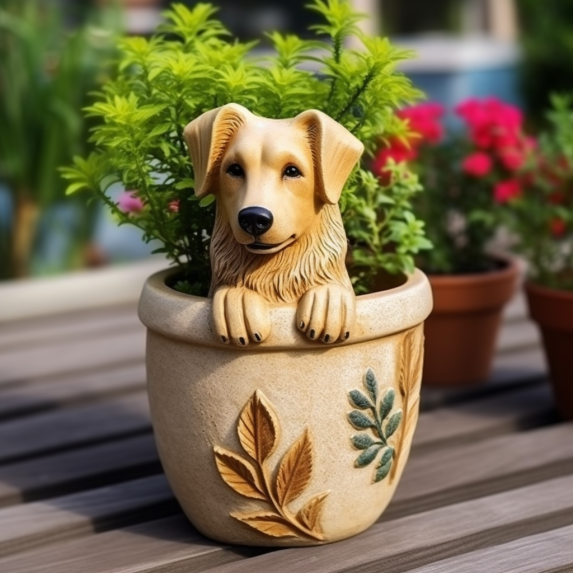 Clearance sale for only $29.99Garden Art Dog Flowerpot