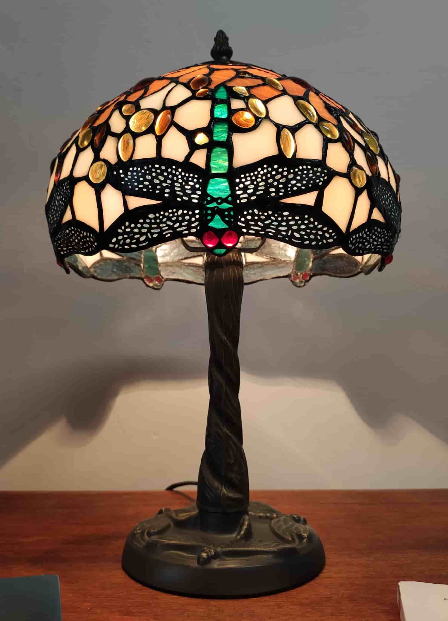 Tiffany Lampshade with Golden Dragonflies, 25cm