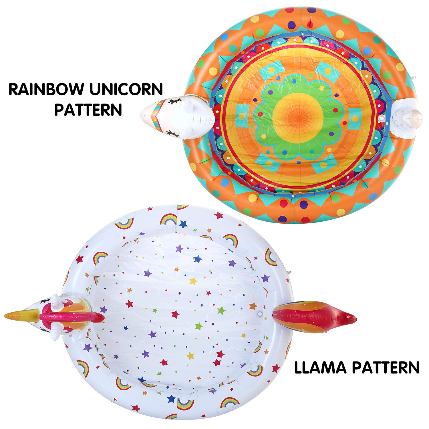 Clearance -  Unicorn and Llama Inflatable Kiddie Pool, 2 piece