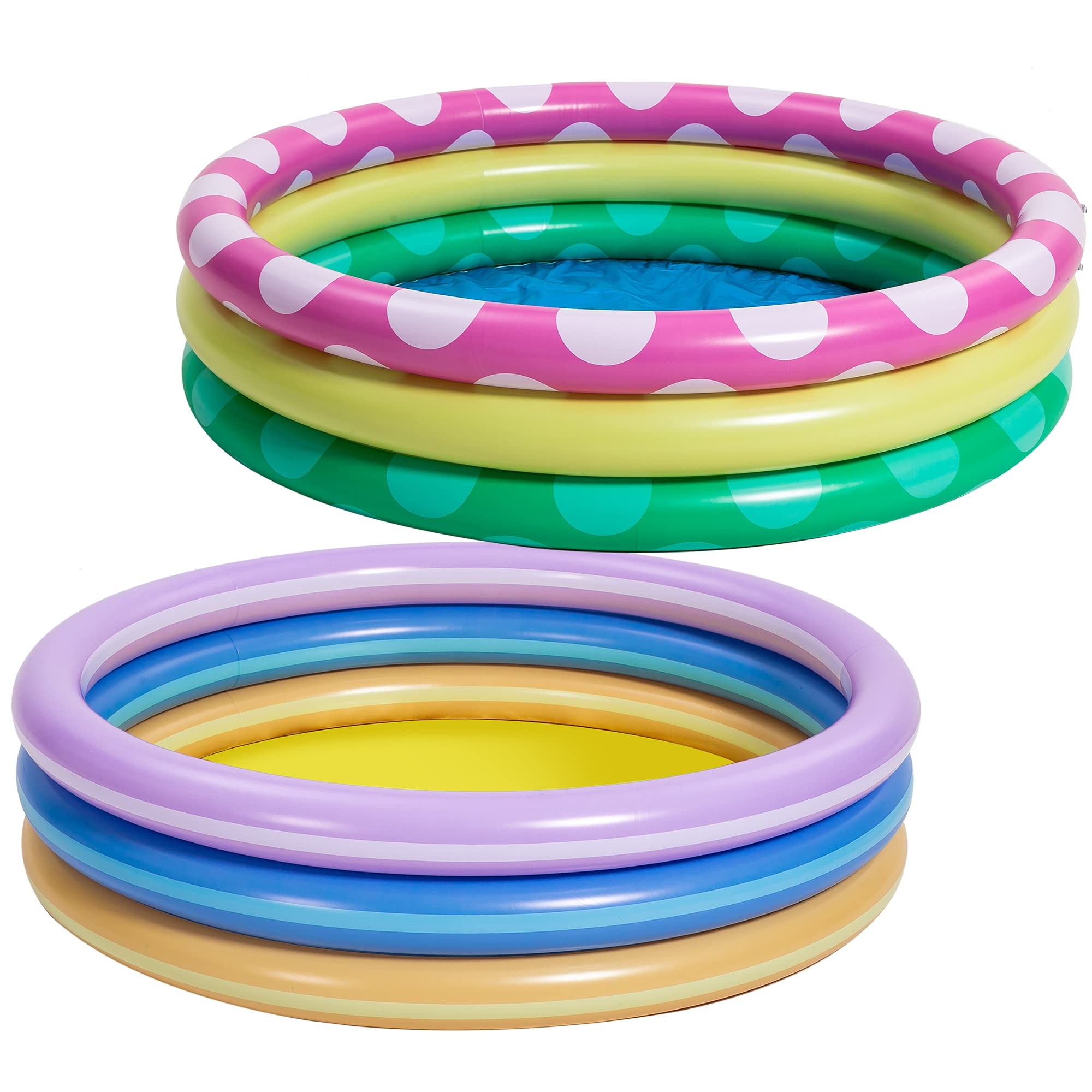 Clearance - 2 Packs 45in Multicolor Pattern Inflatable Baby Swimming Pool Set