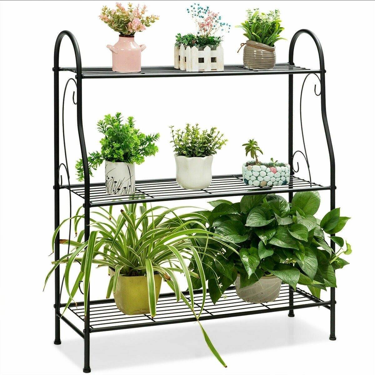 3 Tier Scrollwork Design Metal Garden Plant Stand