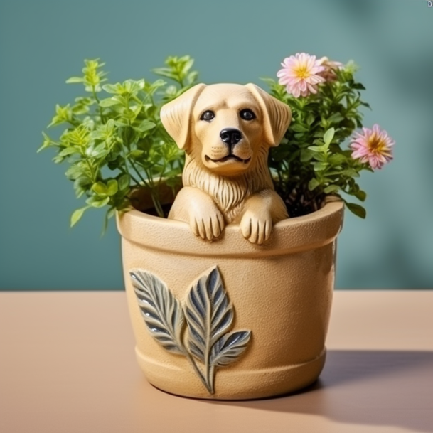Clearance sale for only $29.99Garden Art Dog Flowerpot
