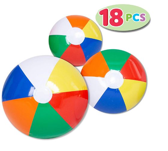 clearance sale - Rainbow Beach Balls, 18 Pack