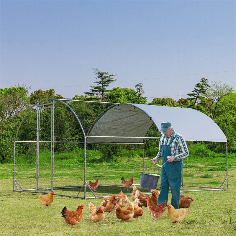 12.5ft Outdoor Metal Chicken Coop Run Galvanized Walk-in Poultry Cage Hen Run House Rabbits Habitat Cage with Cover