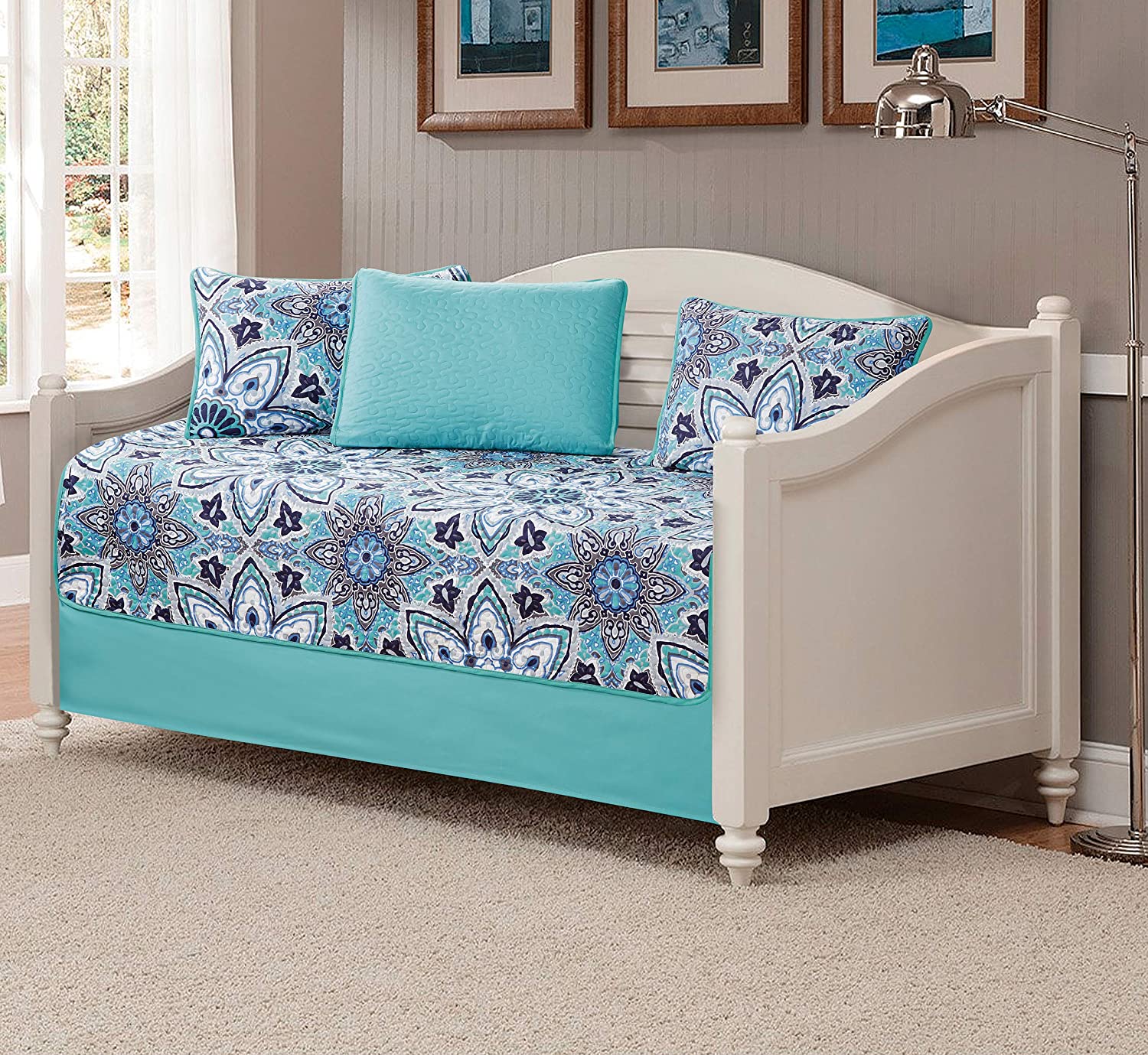 Day Bed Cover Modern Reversible 5 PC