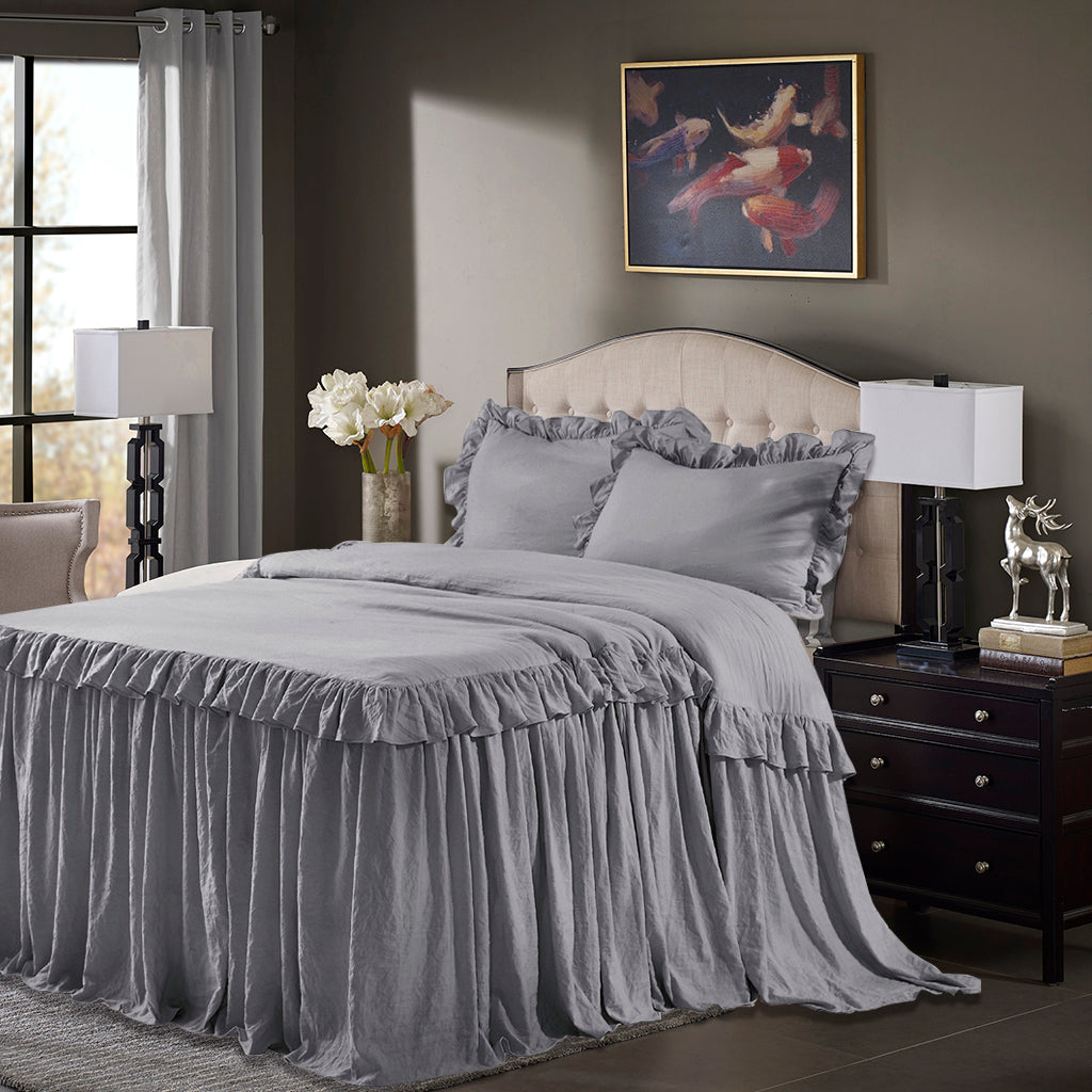 Ruffle Skirt Bedspread One Layer Design Chic Style Bedding Set