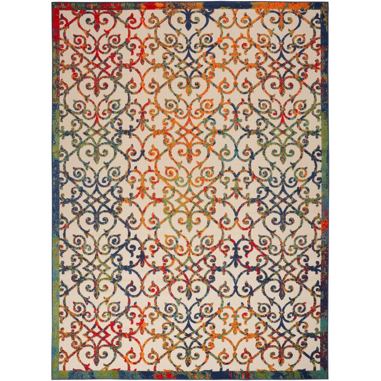 Brickhouse Ivory/Blue/Orange Indoor/Outdoor Rug