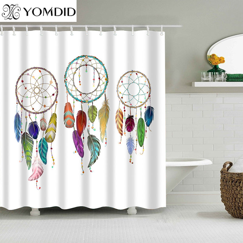 High Quality Dreamcatcher bathroom-1 Shower Curtain Polyester bathroom-1 Curtain Multi-size Dream Catcher Printing Shower Curtain