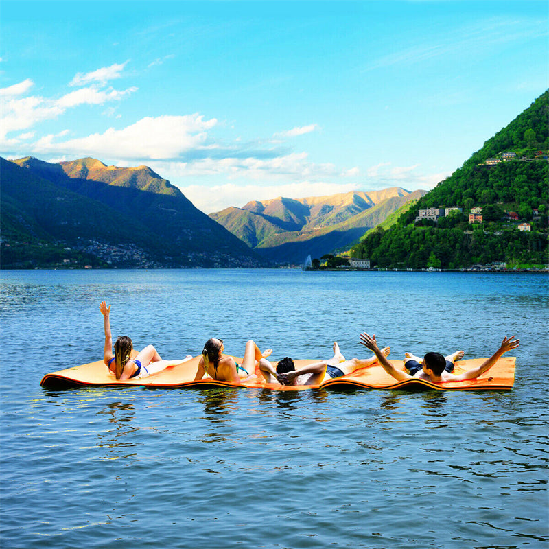 12' x 6' Floating Water Pad Mat 3 Layer Tear-Resistant XPE Foam for Beach Ocean Lake