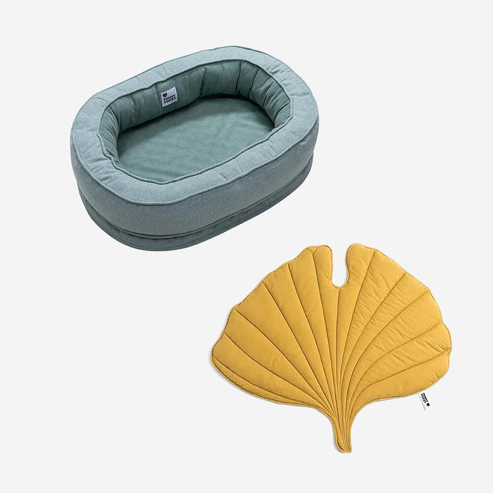 Leaf Shape Dog Blanket With Donut Dog Bed