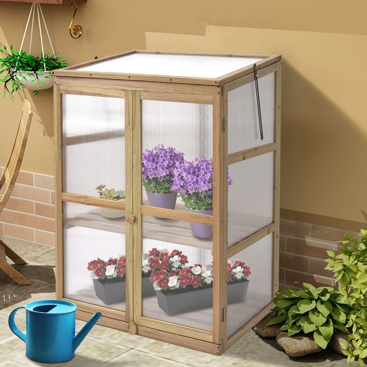Garden Portable Wooden Greenhouse Frame Raised Planter Bed